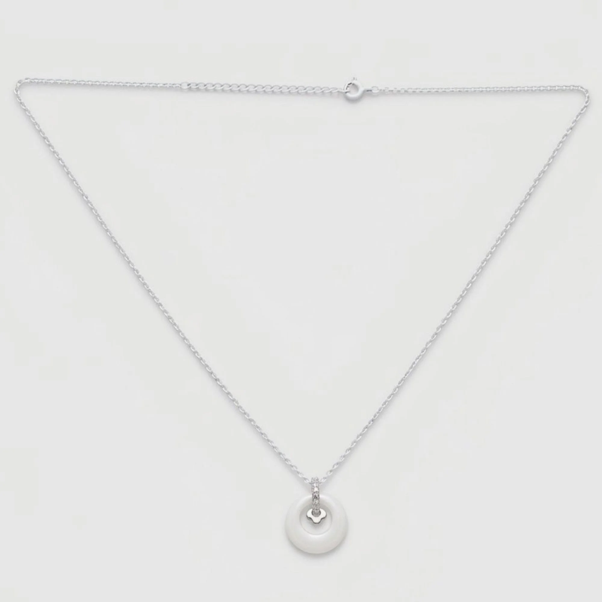 Silver White Circular Charm Chain & Pendant - Image 4
