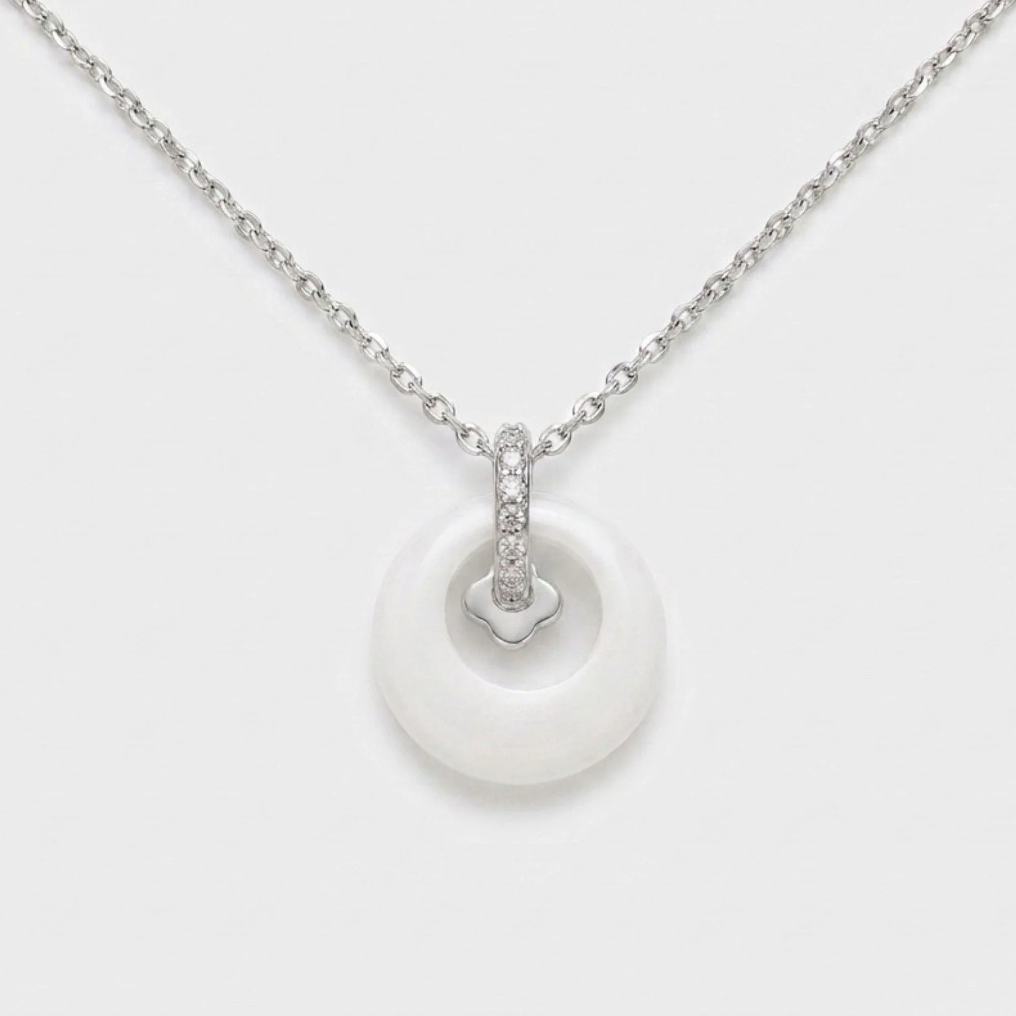 Silver White Circular Charm Chain & Pendant - Image 1