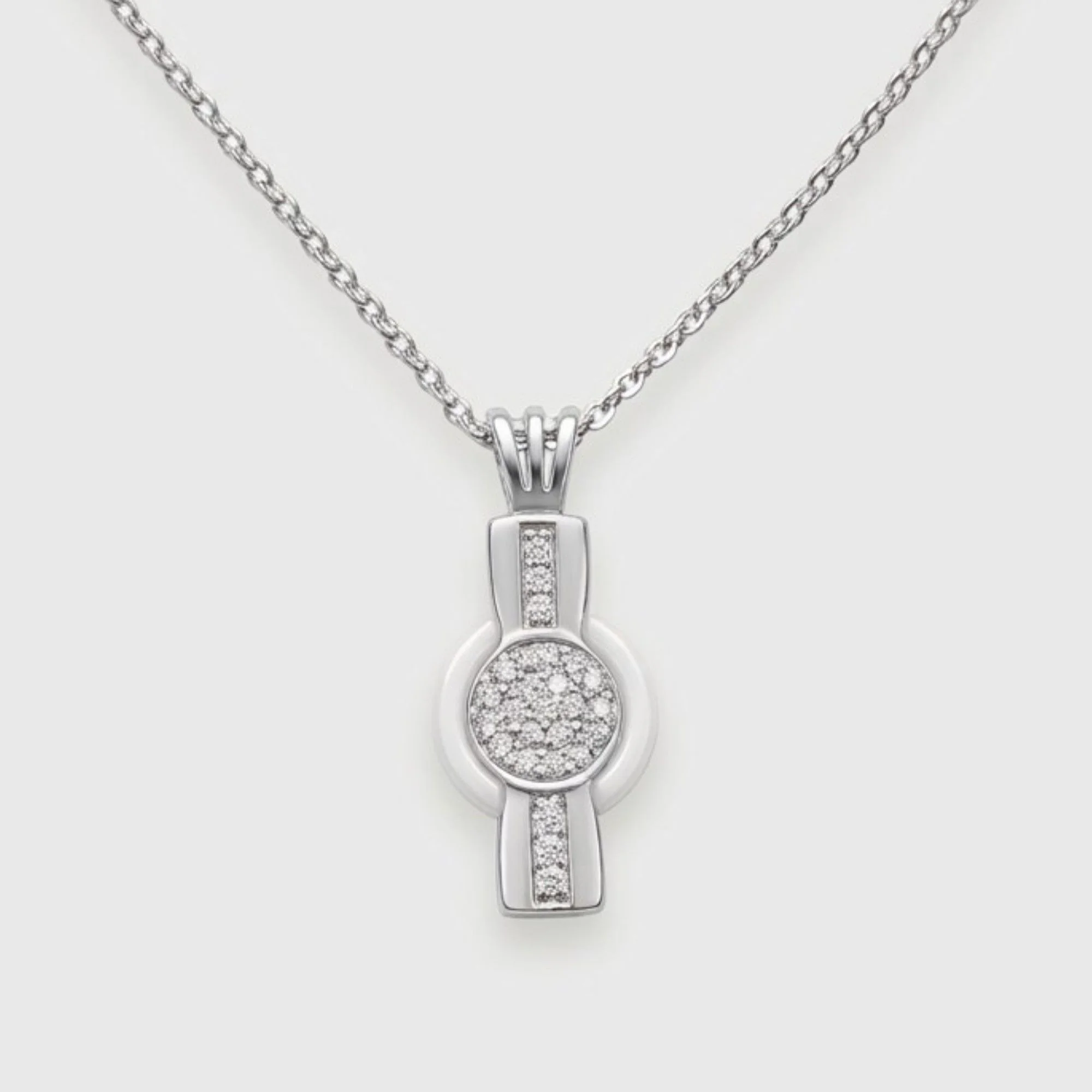 Silver Linear Elegance Stone Chain & Pendant - Image 1