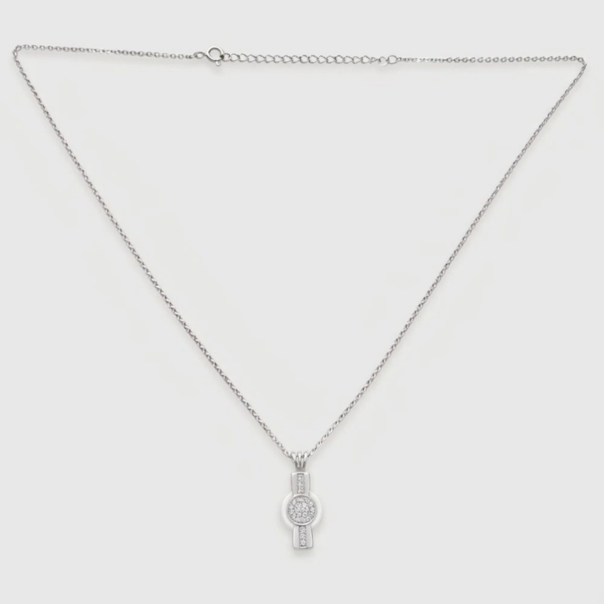 Silver Linear Elegance Stone Chain & Pendant - Image 4