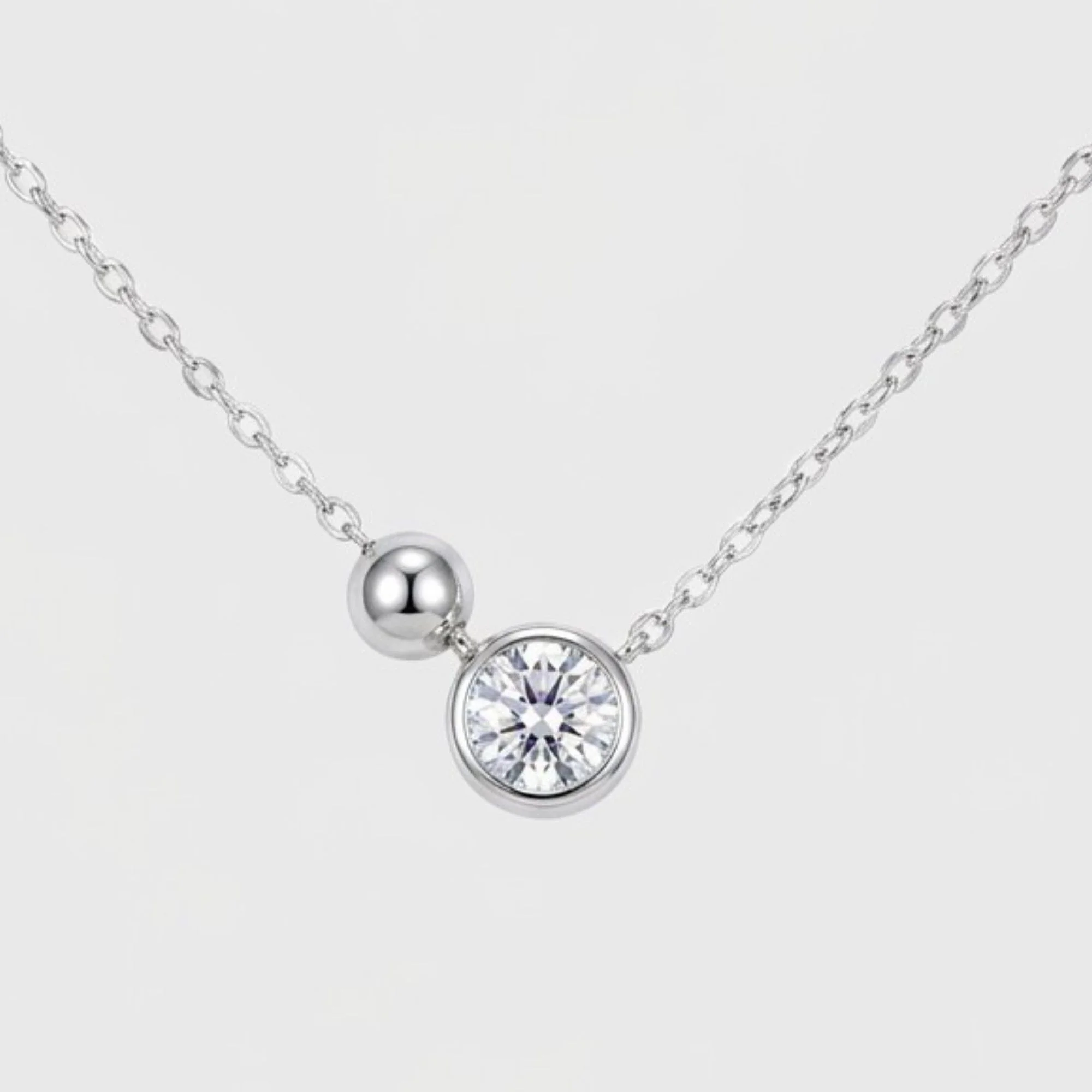 Silver Minimalist Sphere Chain & Pendant - Image 1