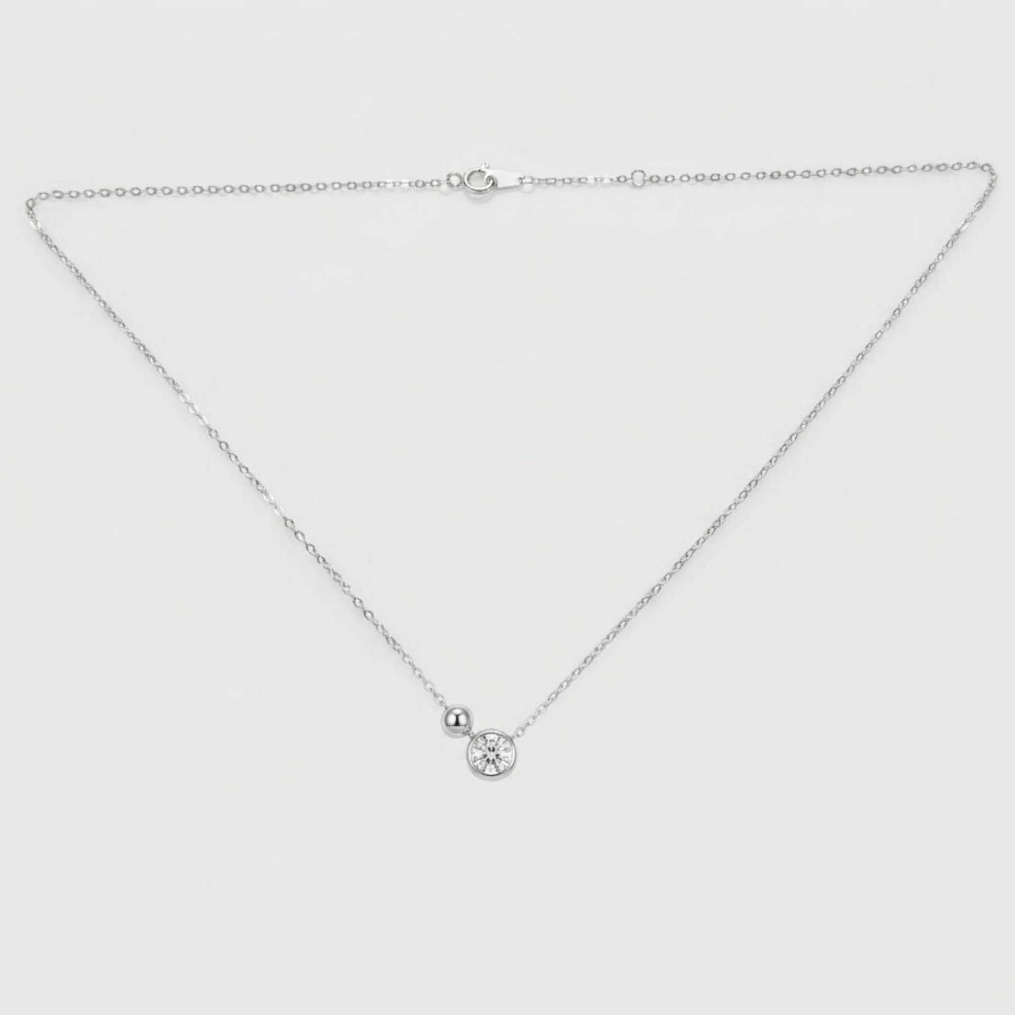 Silver Minimalist Sphere Chain & Pendant - Image 4