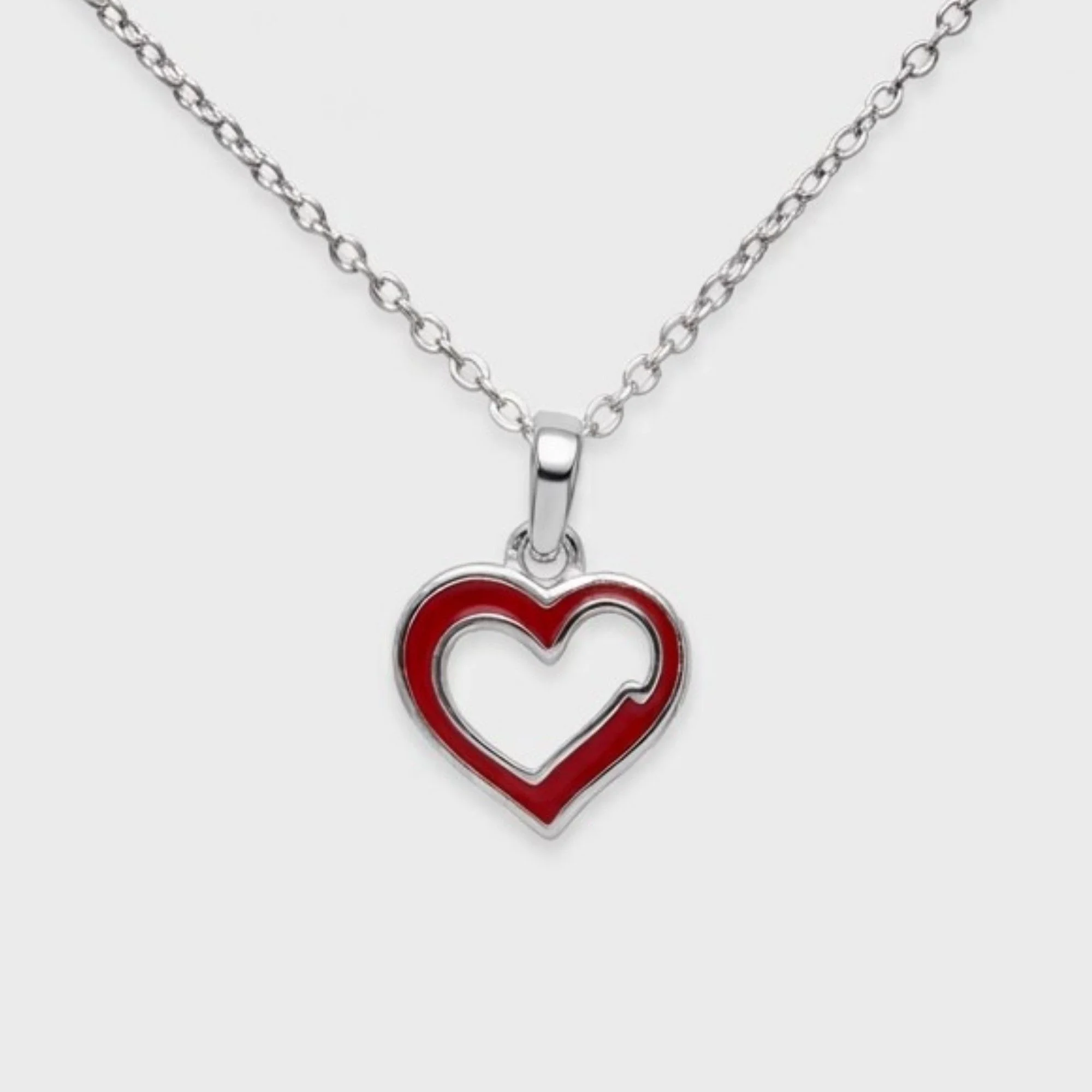 Silver Bold Red Heart Chain & Pendant - Image 1