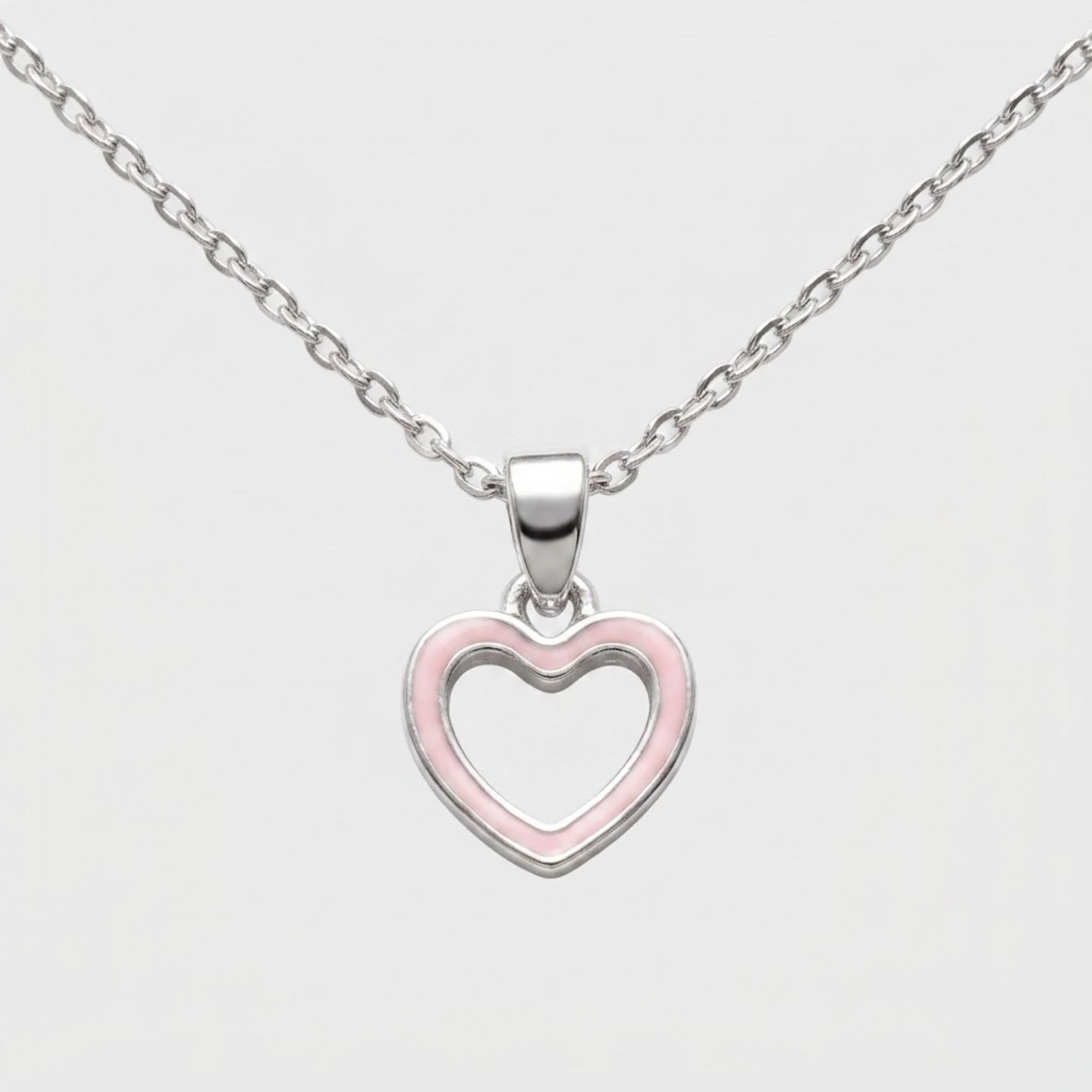 Silver Blush Heart Chain & Pendant - Image 1