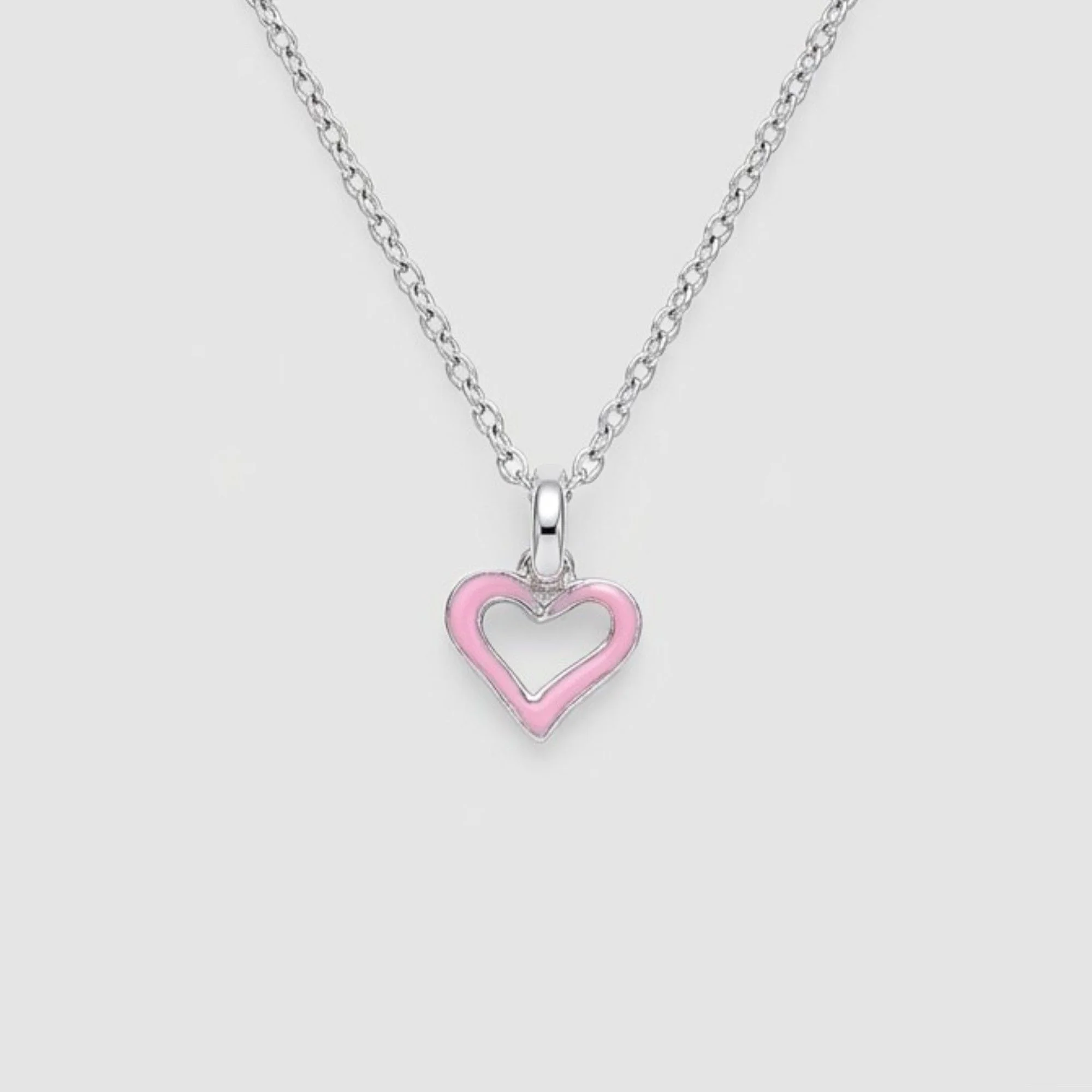 Silver Pink Heart Chain & Pendant - Image 1
