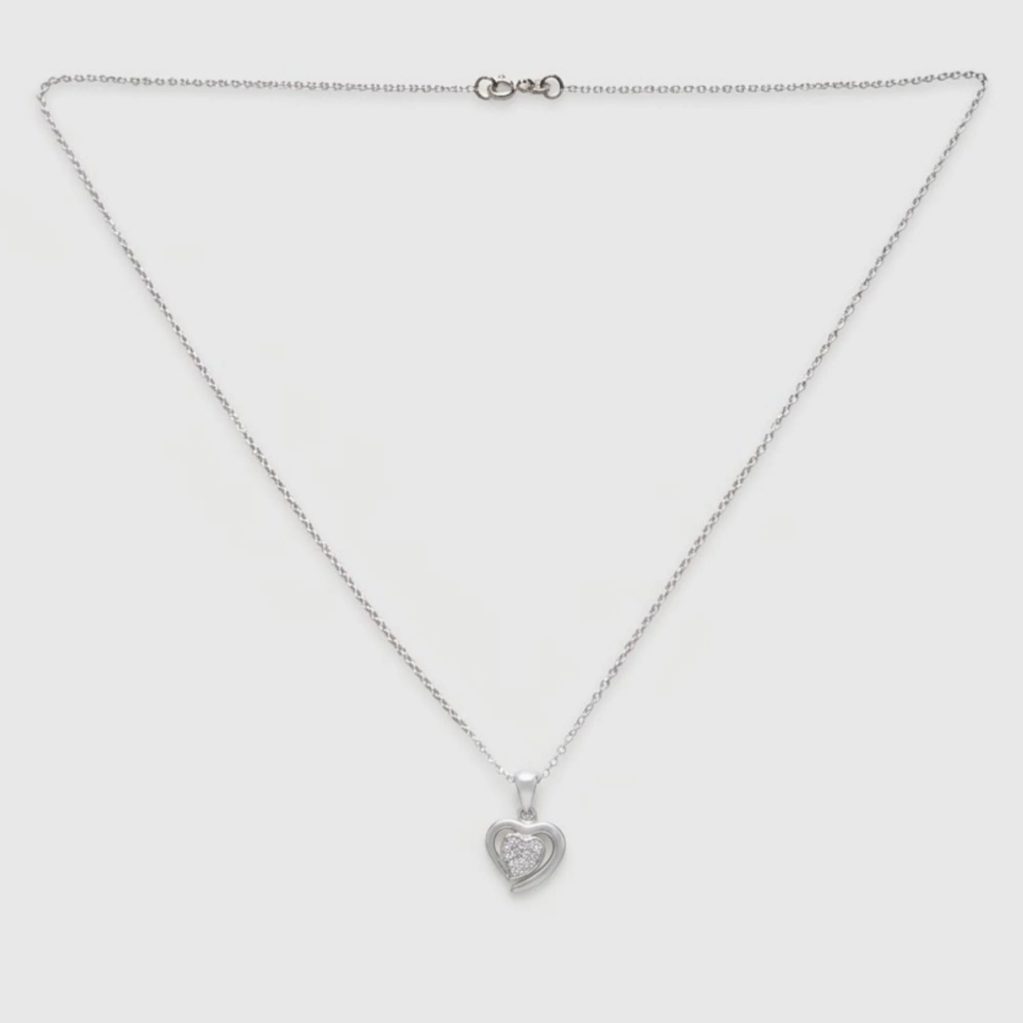 Silver Double Heart Embrace Chain & Pendant - Image 4