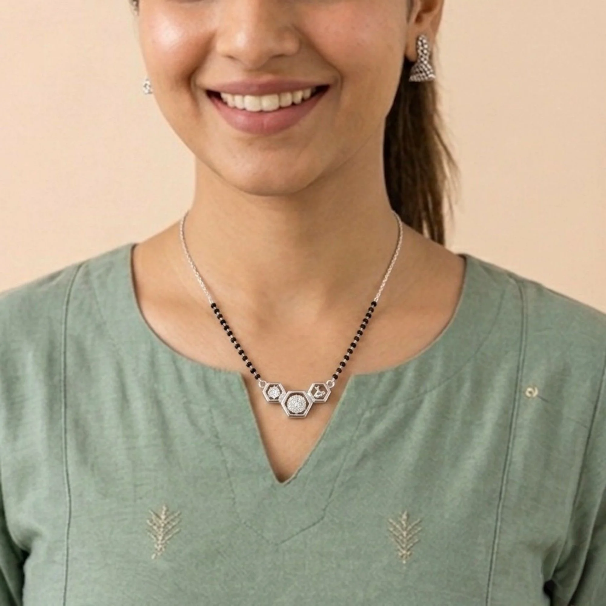 Silver Hexa Shine Mangalsutra - Image 2
