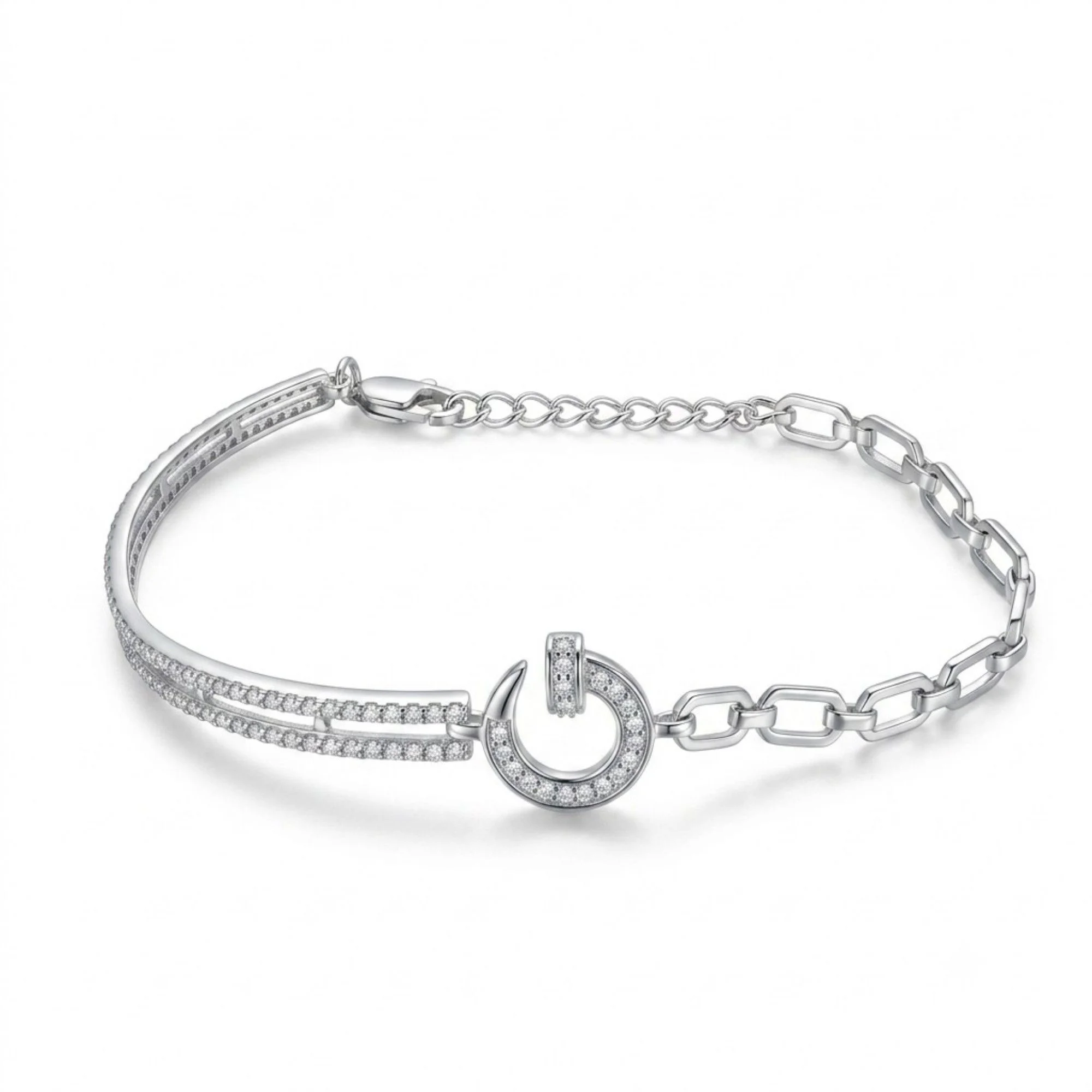 Silver Double Row Shimmer Bracelet - Image 1