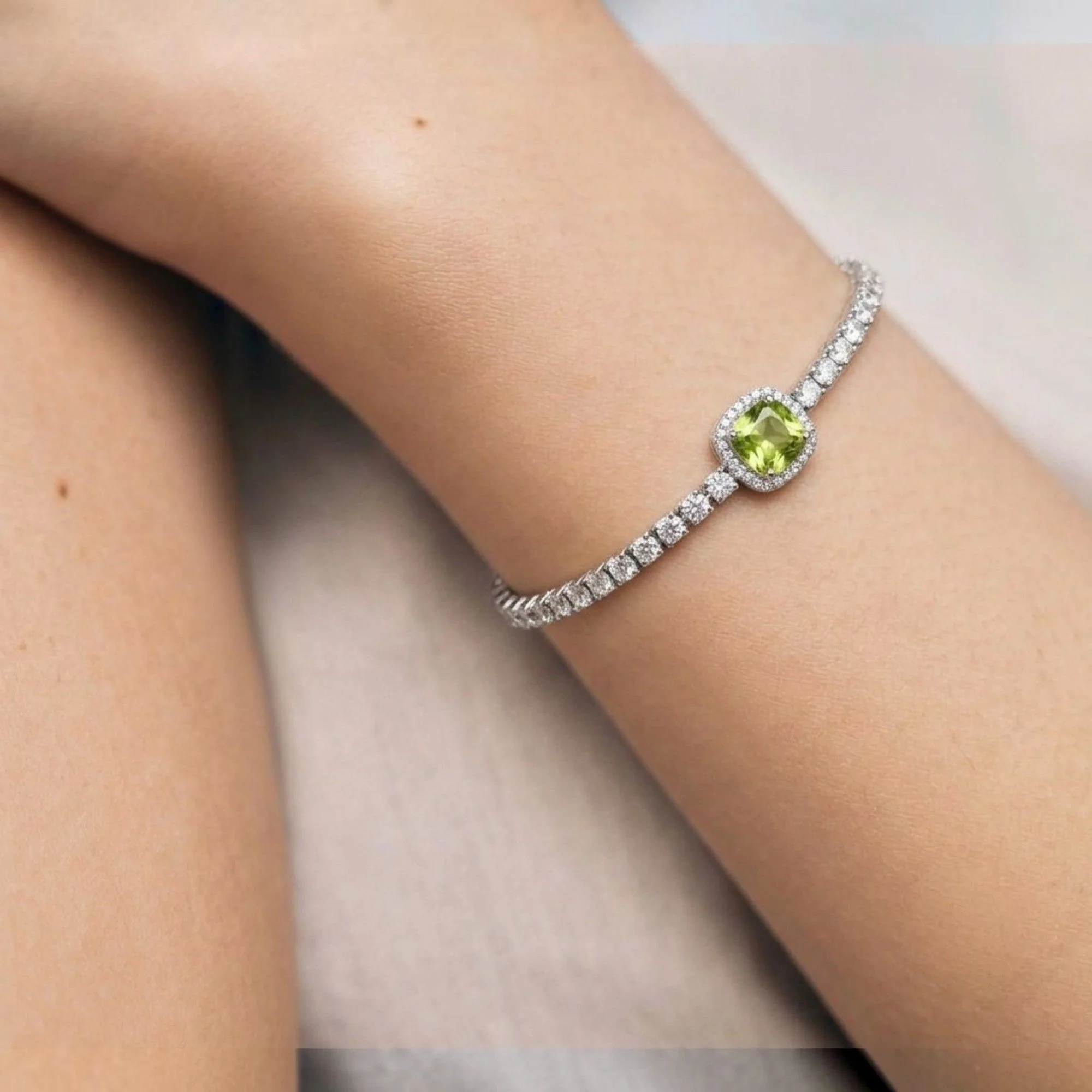 Silver Lime Halo Tennis Bracelet - Image 2