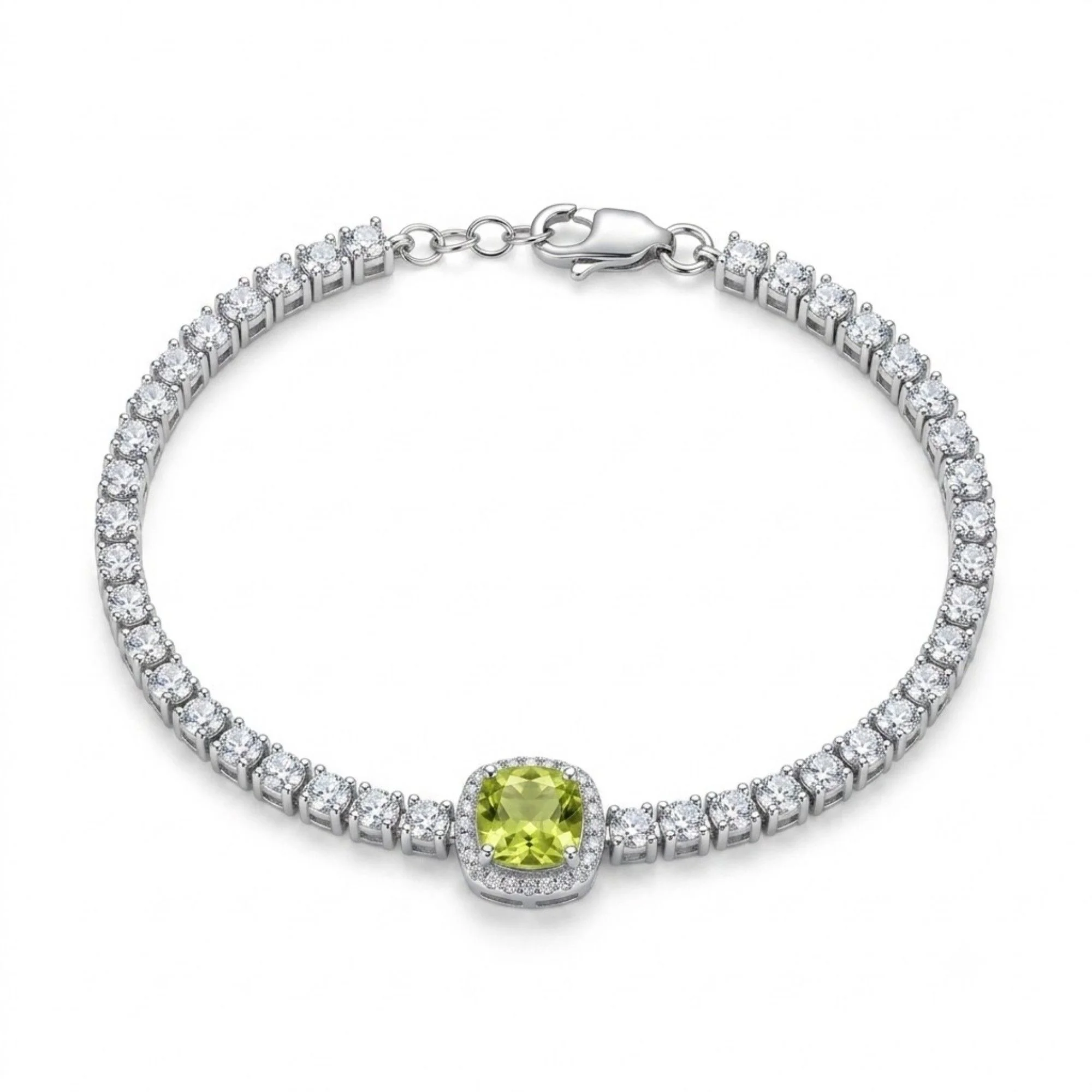 Silver Lime Halo Tennis Bracelet - Image 1