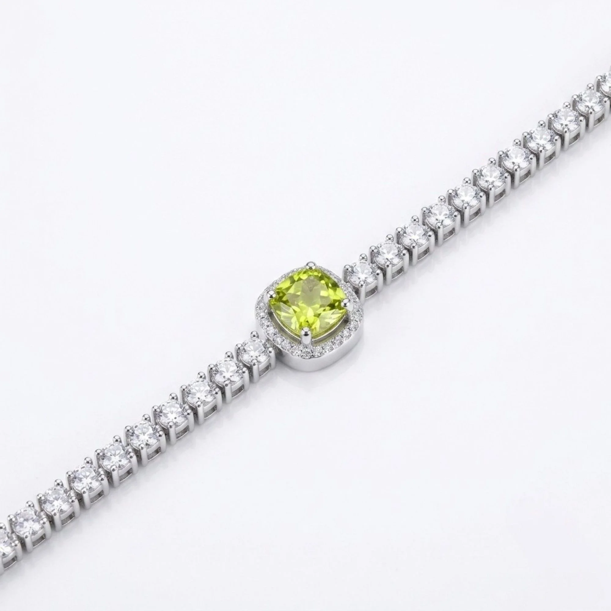 Silver Lime Halo Tennis Bracelet - Image 3