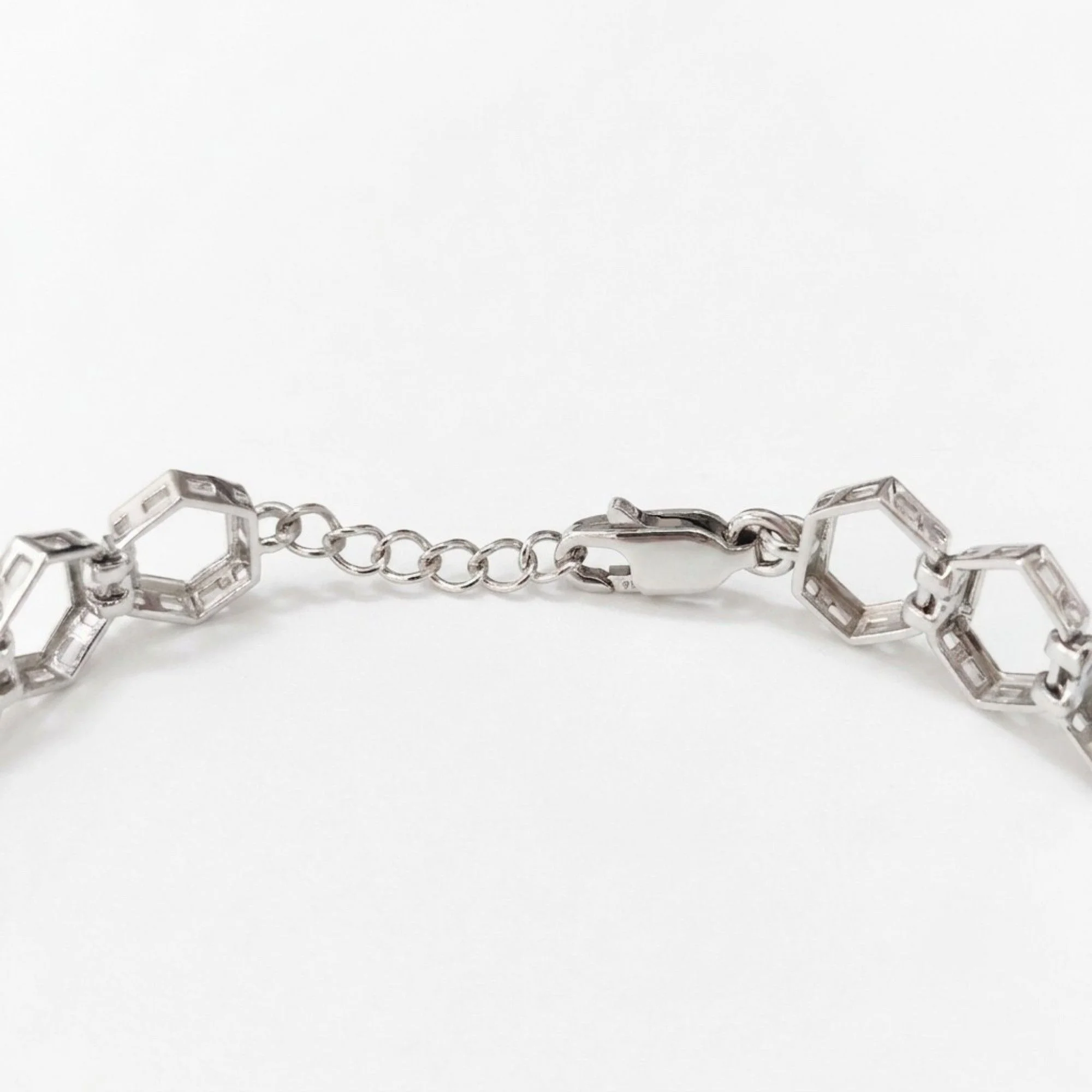 Silver Hexagon Crystal Link Bracelet - Image 4
