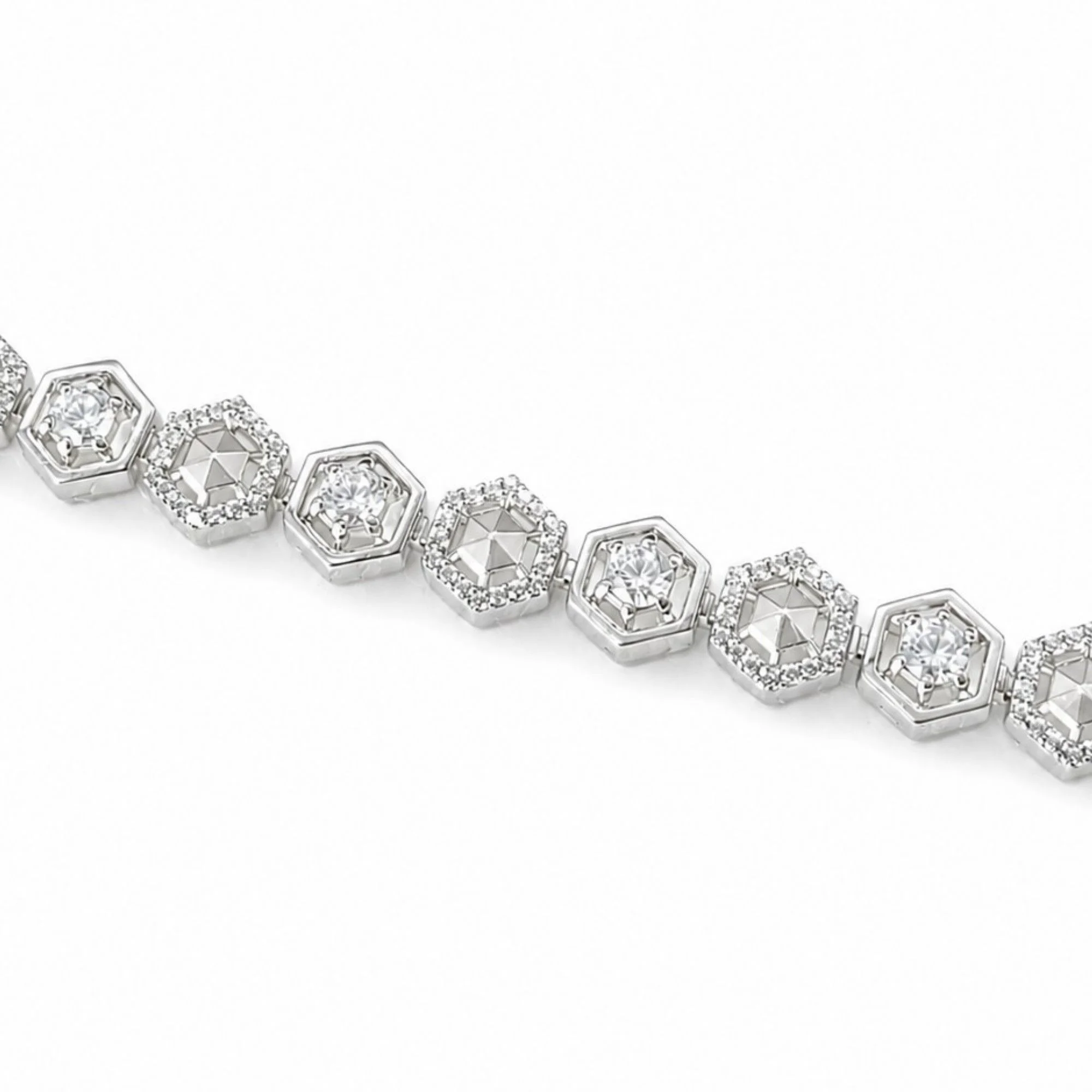 Silver Hexagon Star Link Bracelet - Image 3