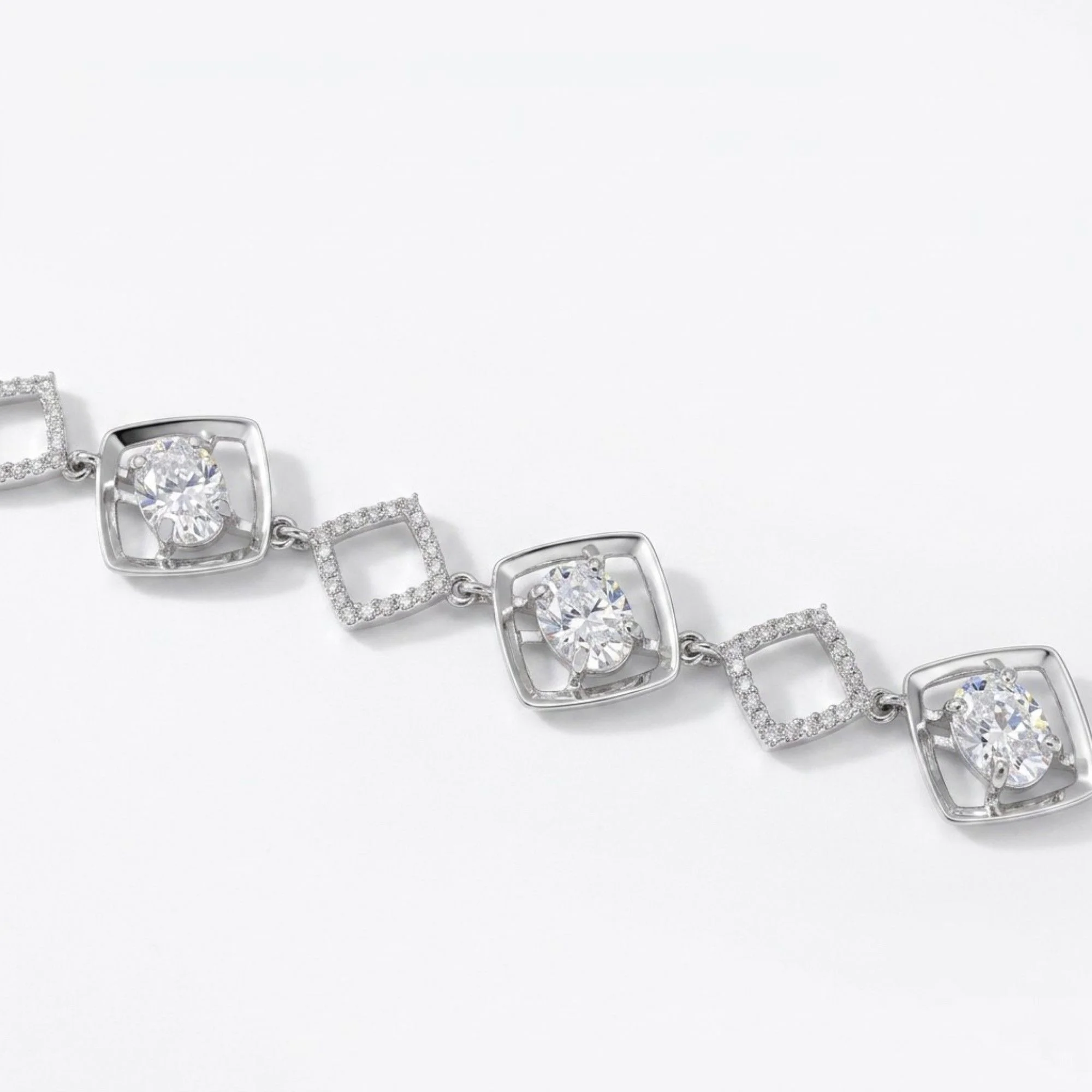 Silver Square Crystal Link Bracelet - Image 3