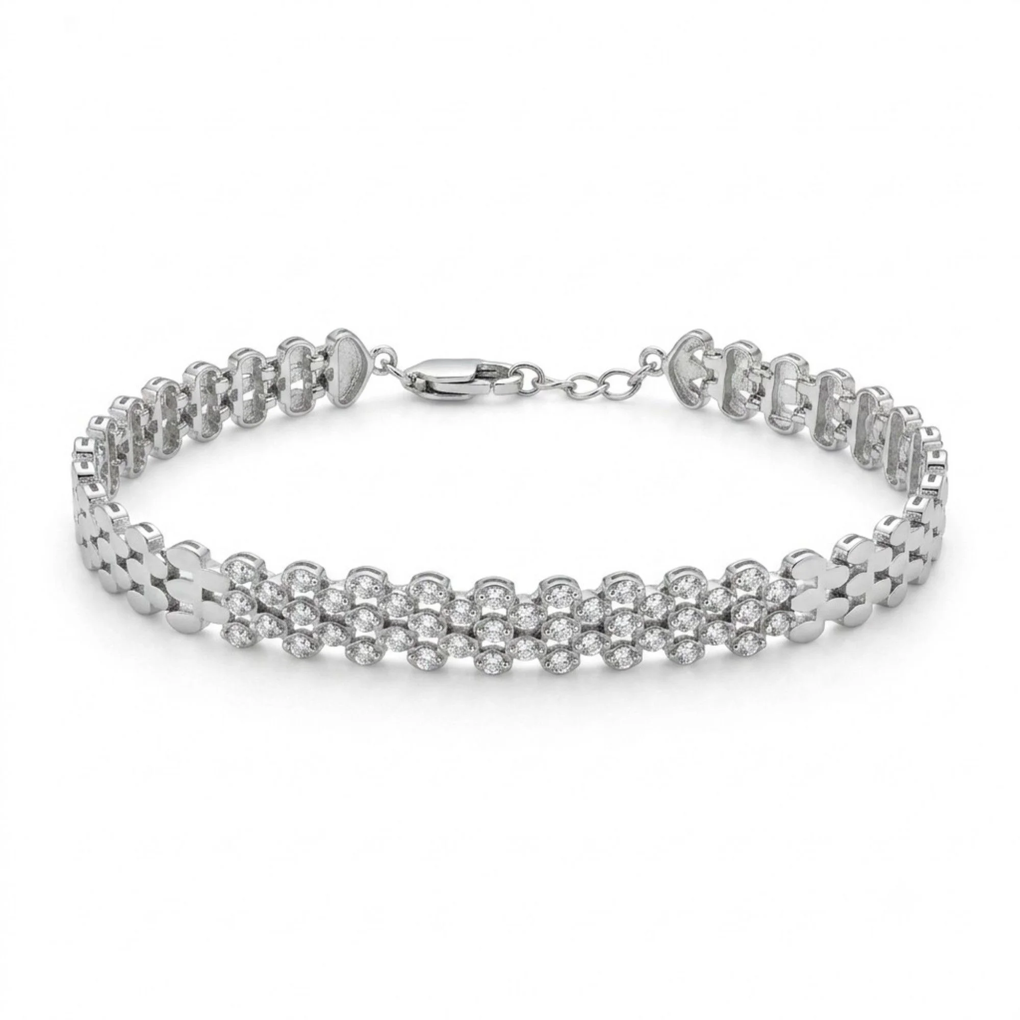 Silver Triple Row Sparkle Bracelet - Image 1