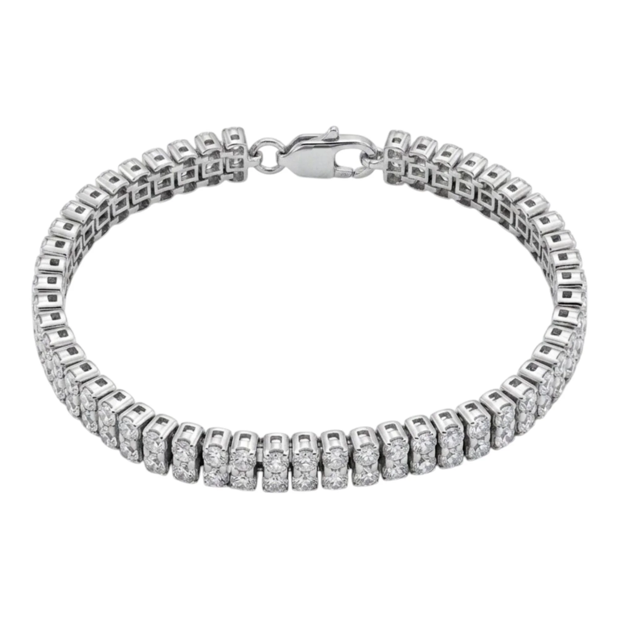 Silver Double Row Tennis Bracelet - Image 1