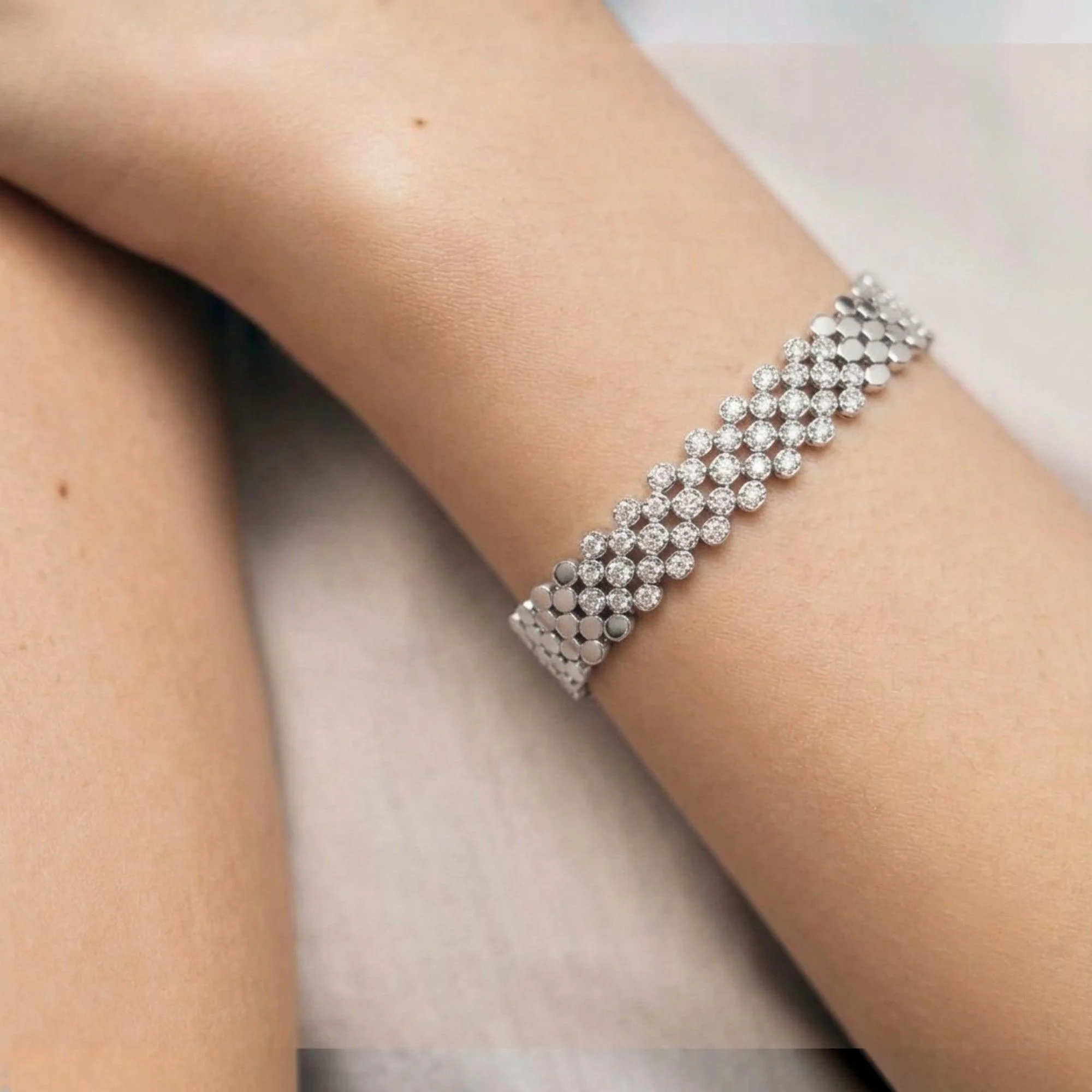 Silver Triple Row Sparkle Bracelet - Image 2