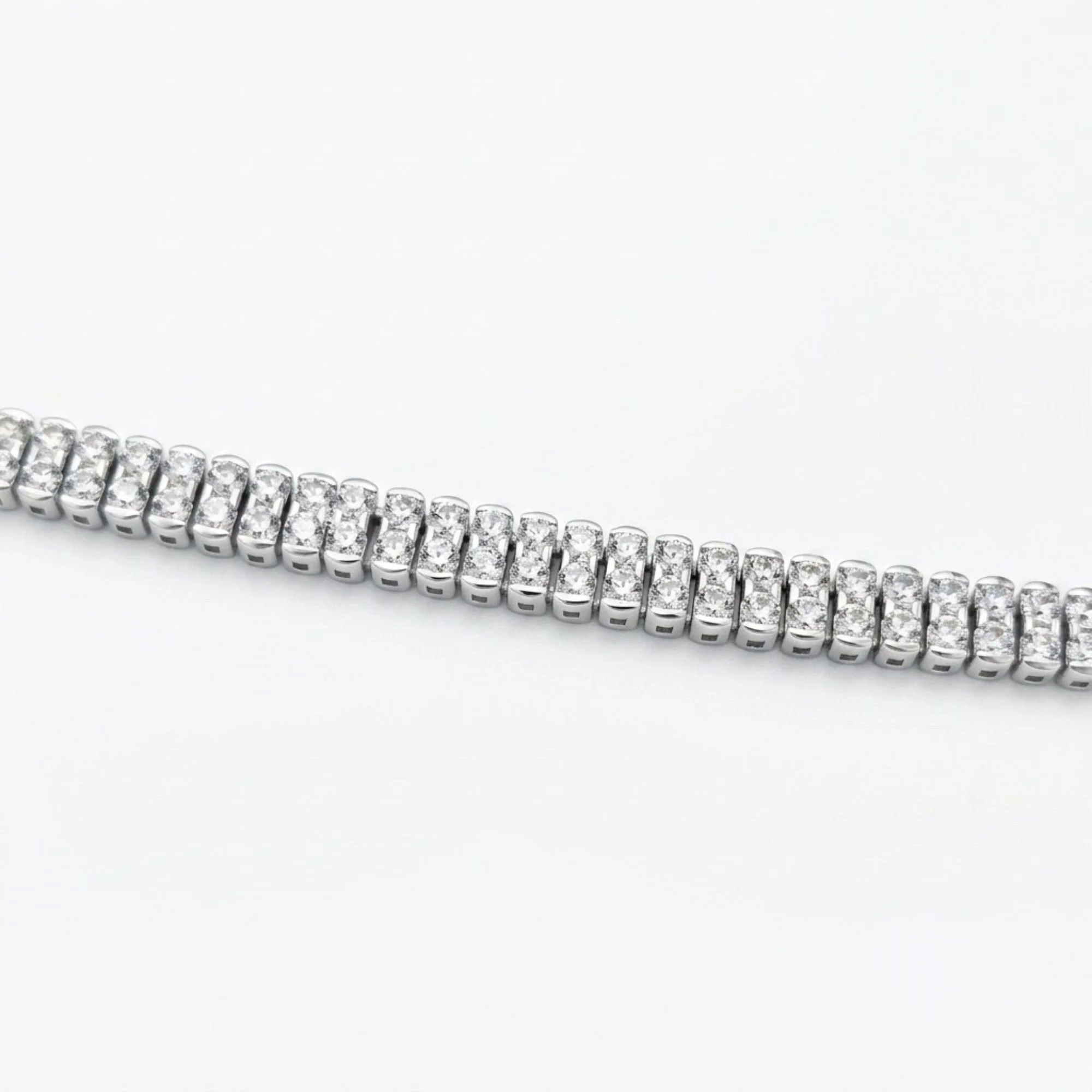 Silver Double Row Tennis Bracelet - Image 3