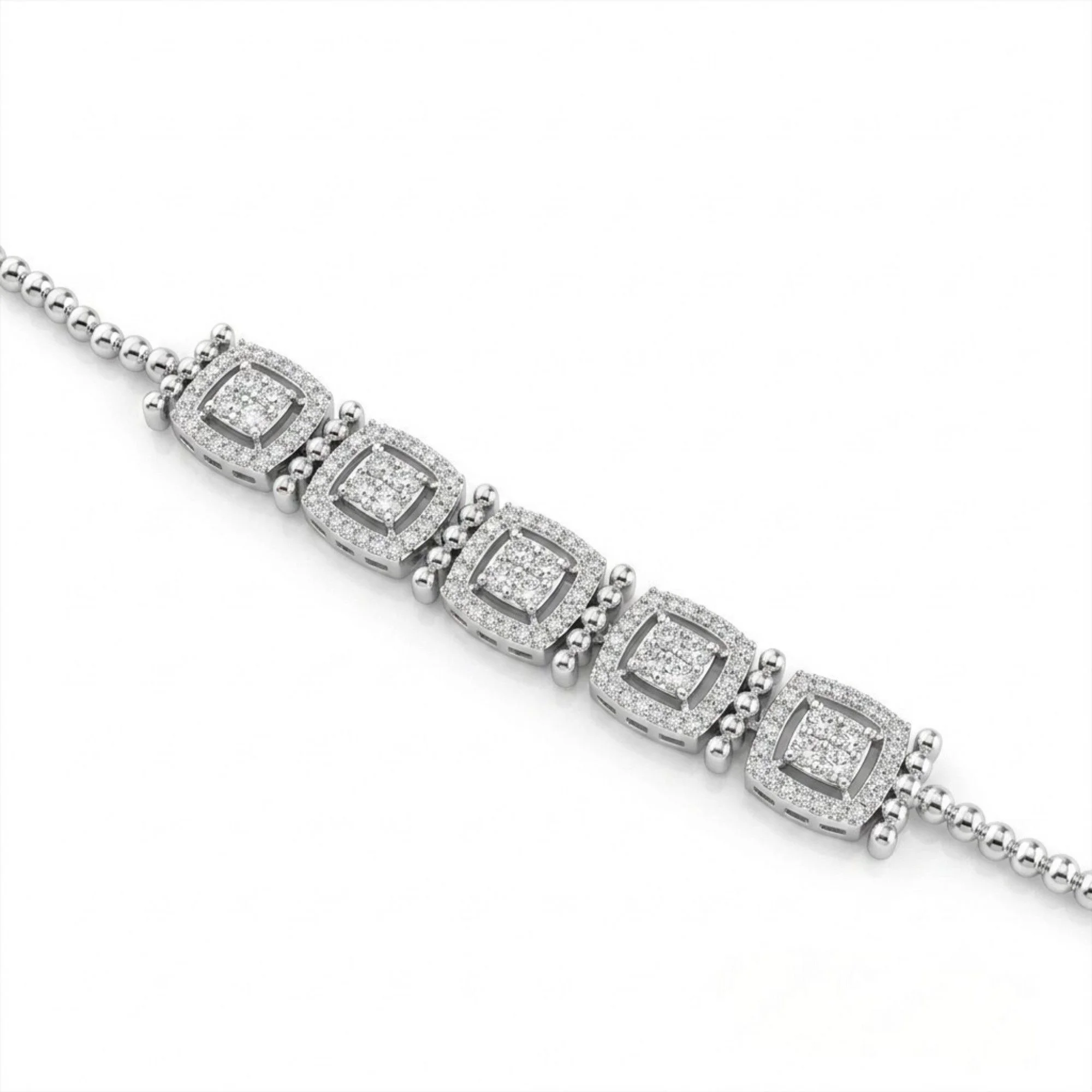 Silver Square Halo Sparkle Bracelet - Image 3