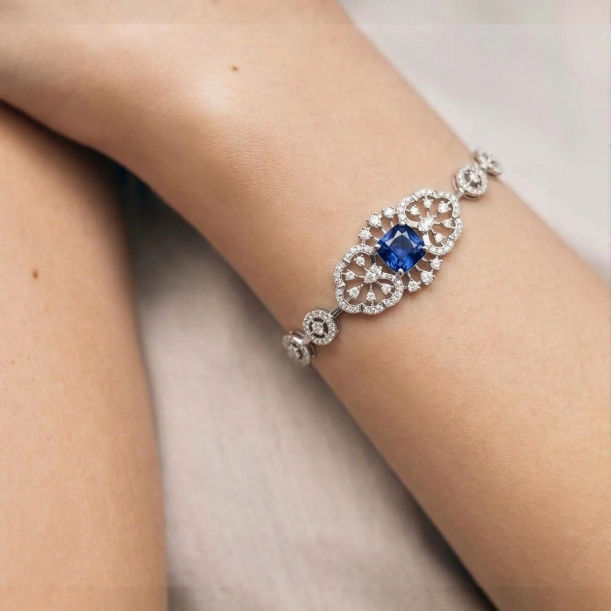 Silver Royal Sapphire Elegance Bracelet - Image 2