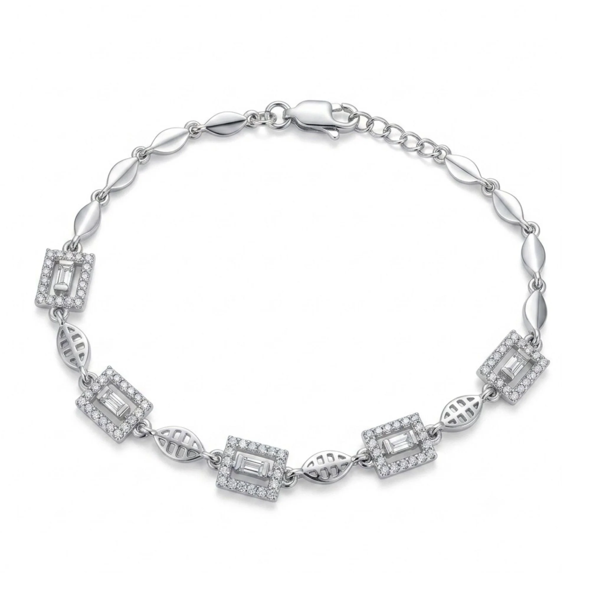 Silver Art Deco Sparkle Bracelet