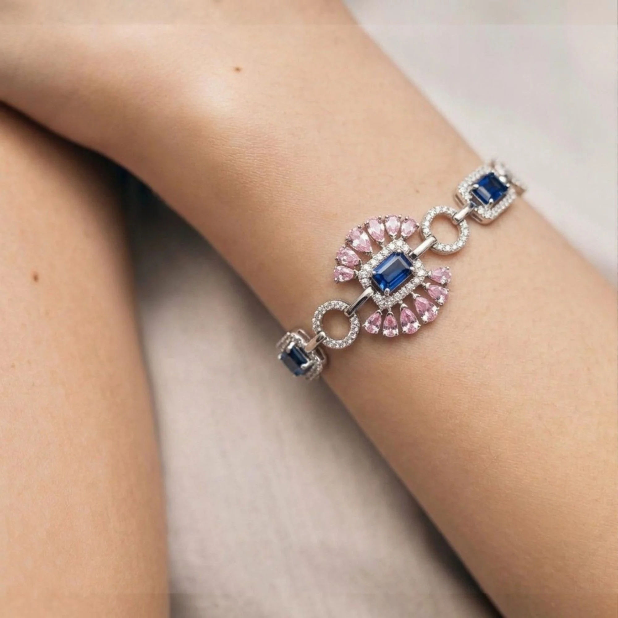Silver Sapphire Pink Radiance Bracelet - Image 2