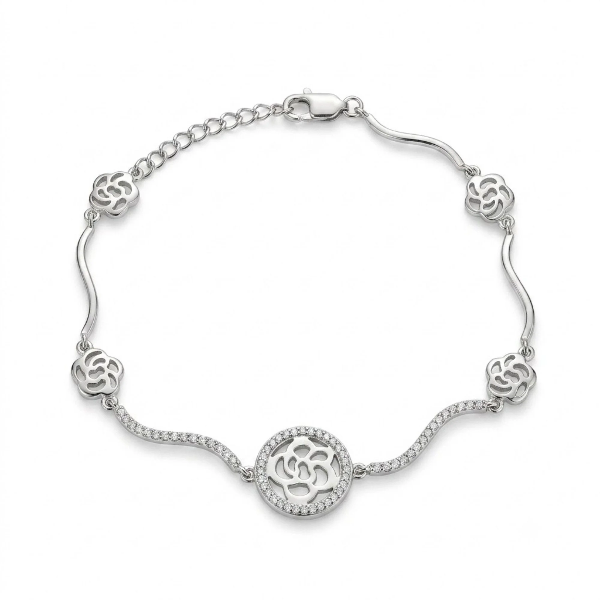 Silver Floral Wave Bracelet Bracelet