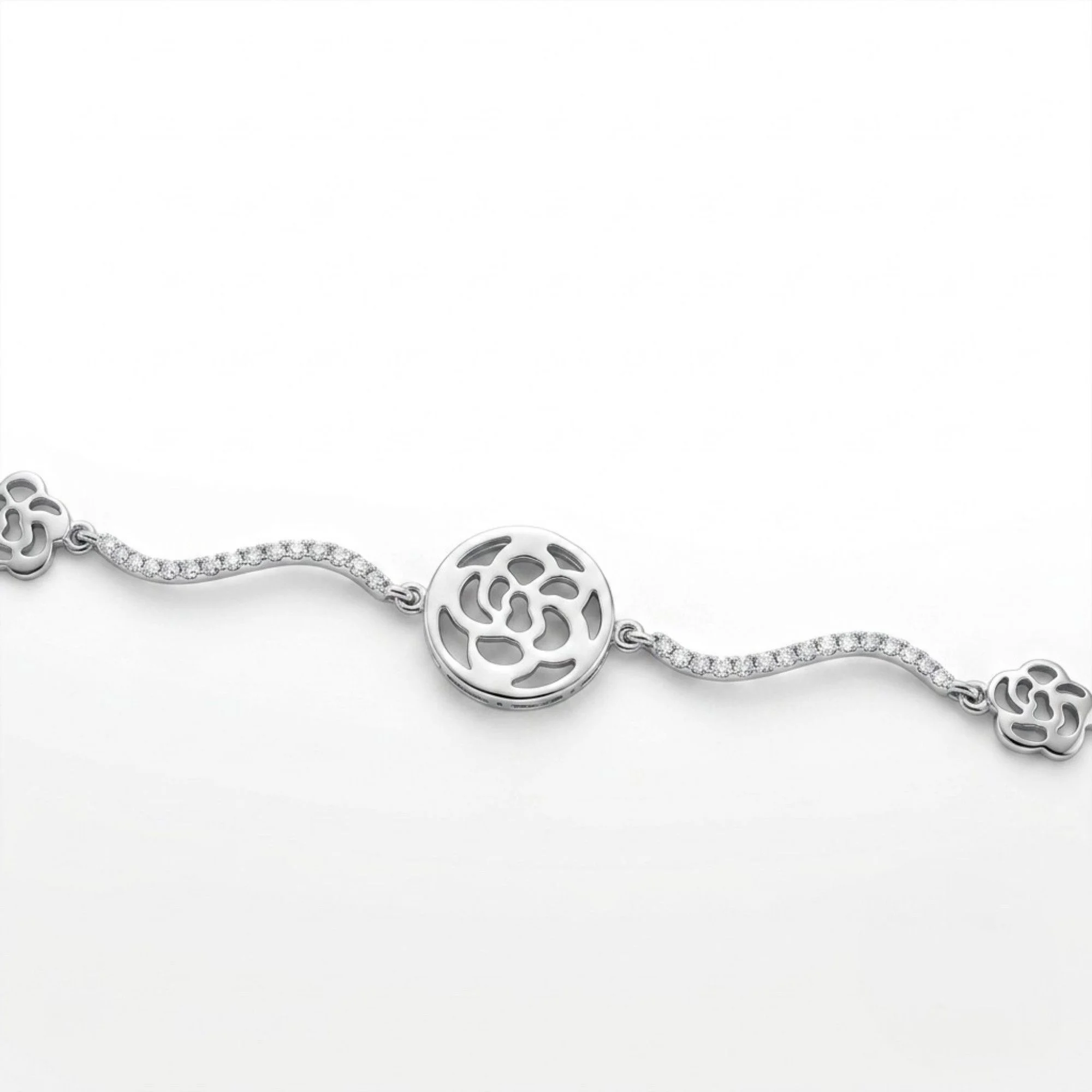 Silver Floral Wave Bracelet Bracelet - Image 3