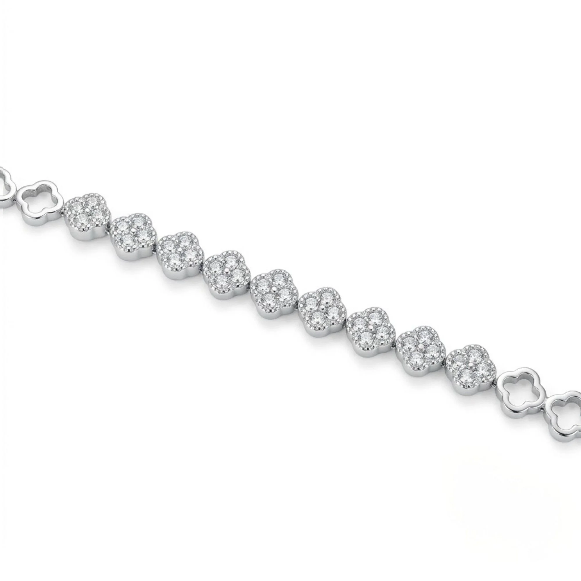 Silver Clover Charm Link Bracelet - Image 3