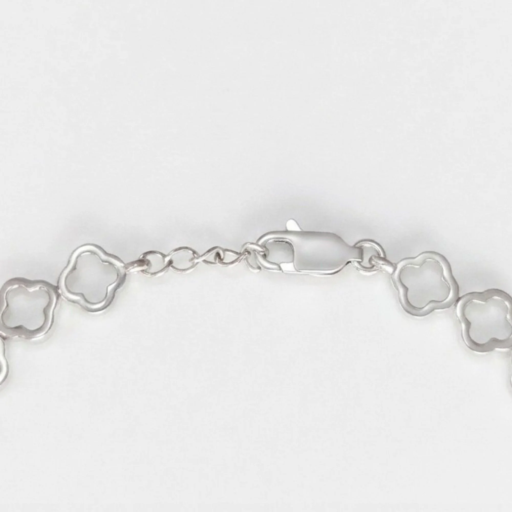 Silver Clover Charm Link Bracelet - Image 4