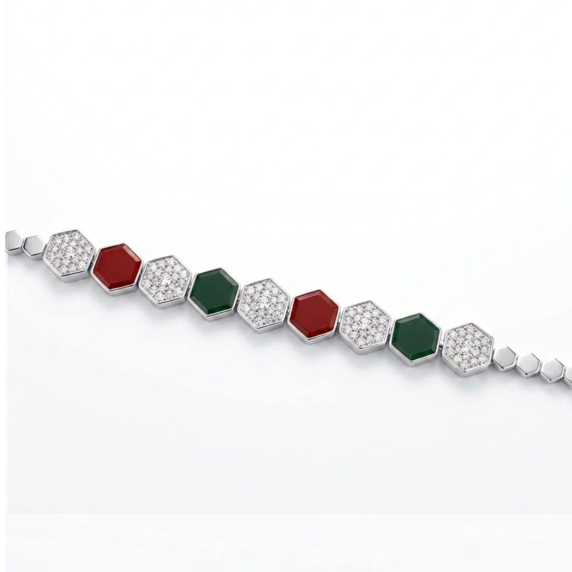 Silver Hexagon Color Block Bracelet - Image 3