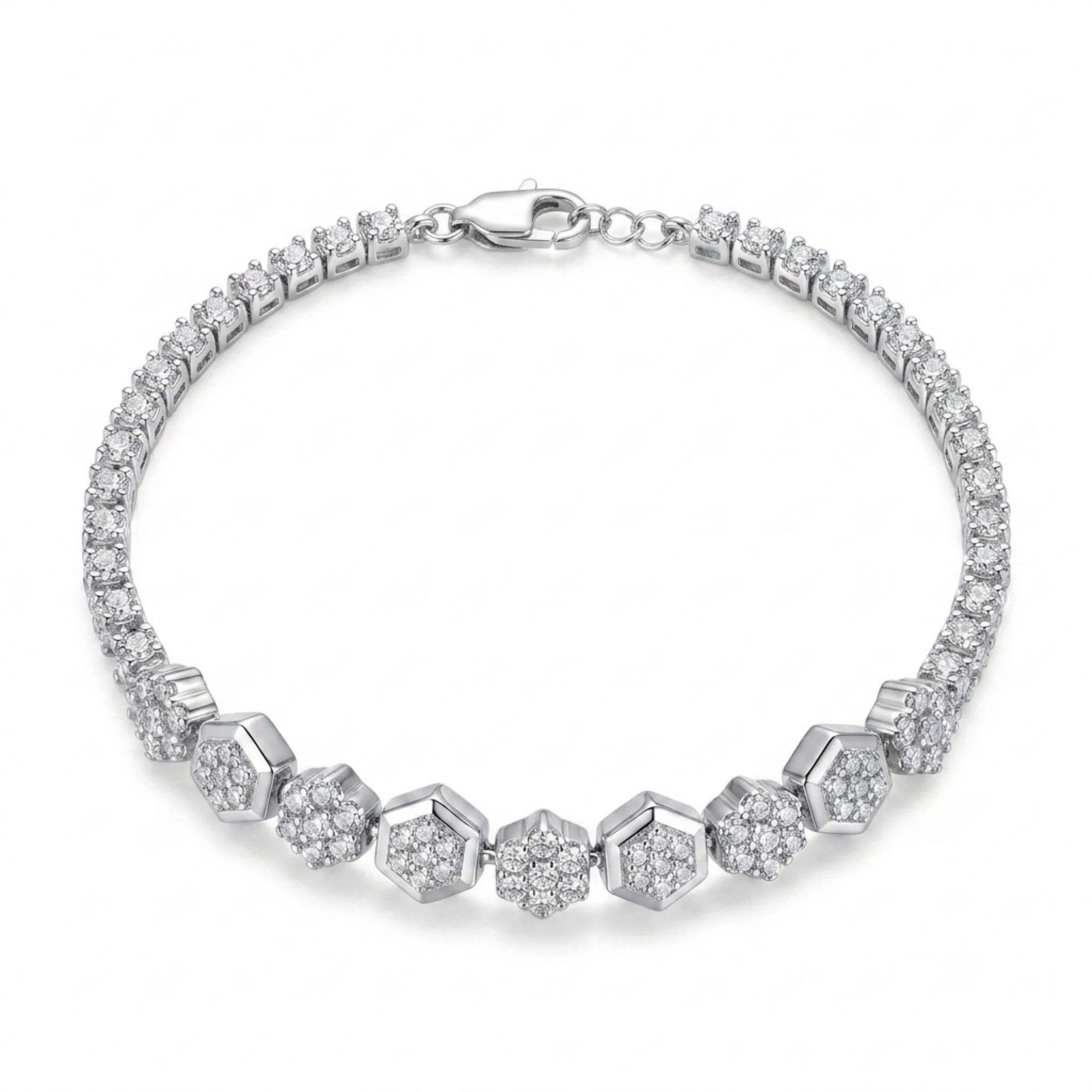 Silver Modern Hexagon Shimmer Bracelet - Image 1