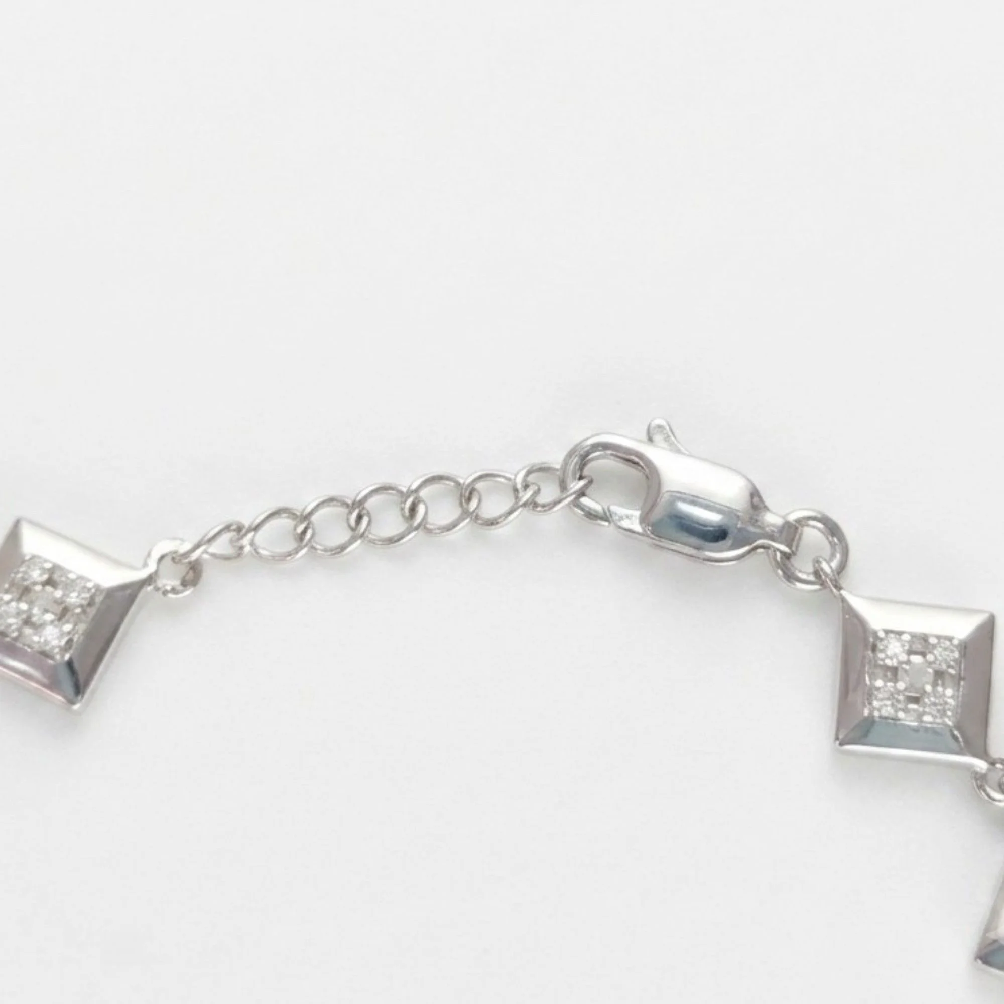 Silver Diamond Shape Halo Bracelet - Image 4