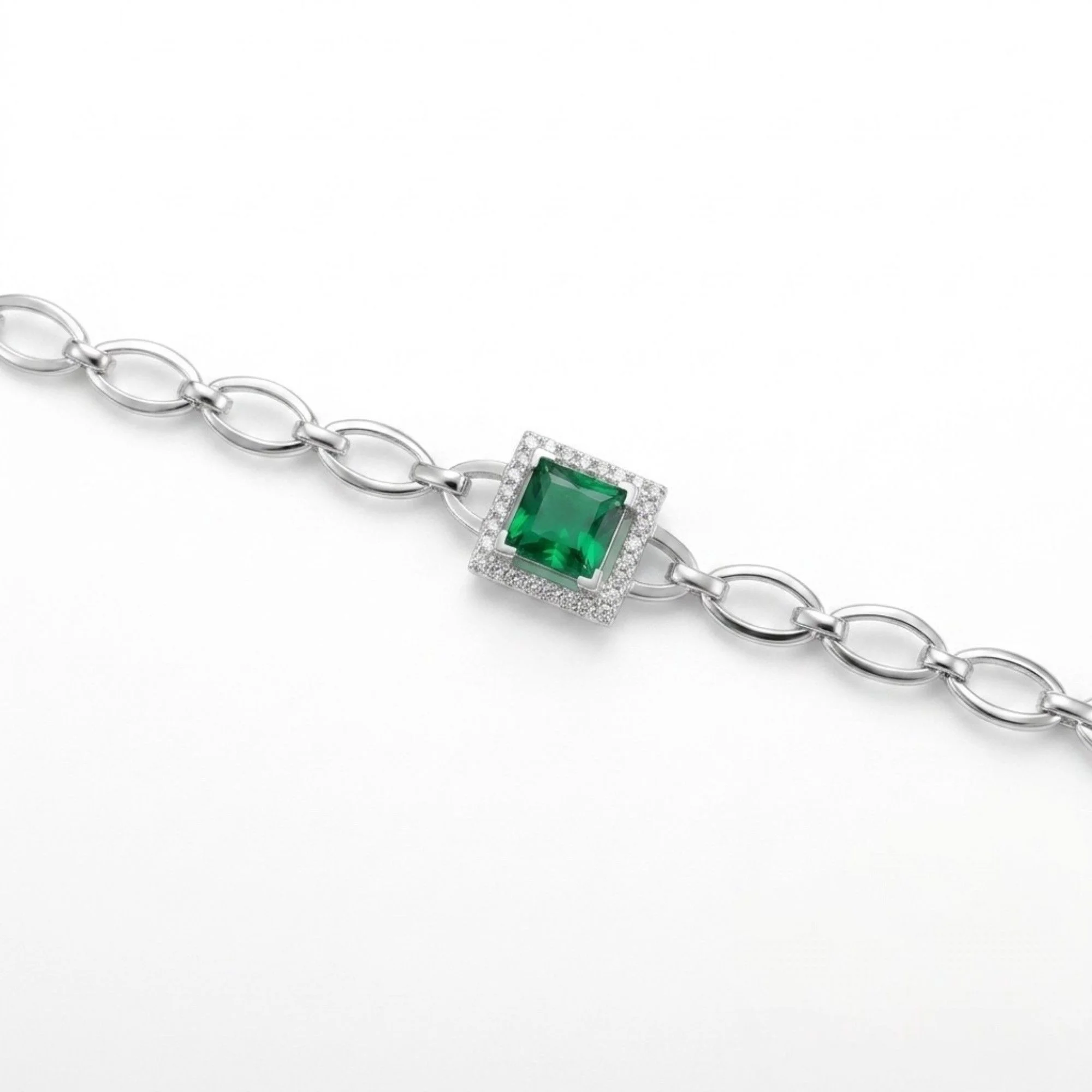 Silver Classic Green Sparkle Bracelet - Image 3