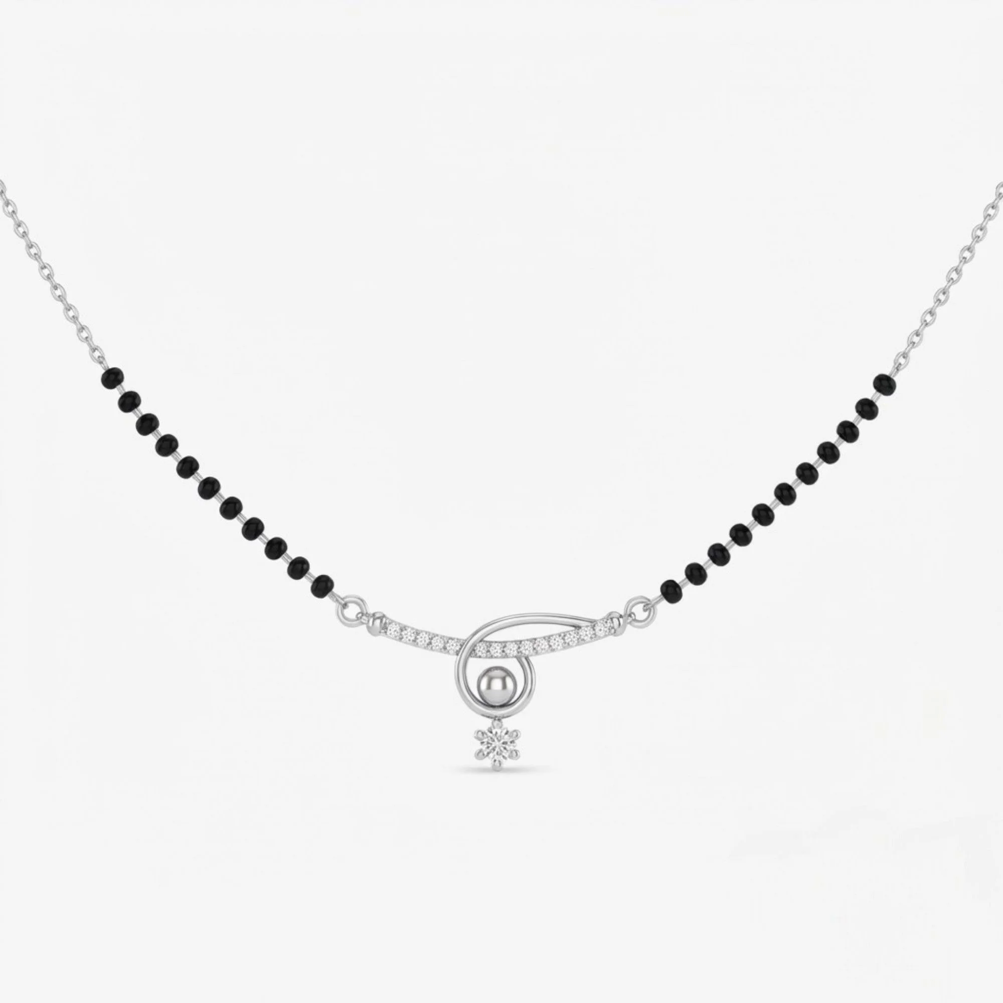 Silver Orbital Drop Arc Mangalsutra