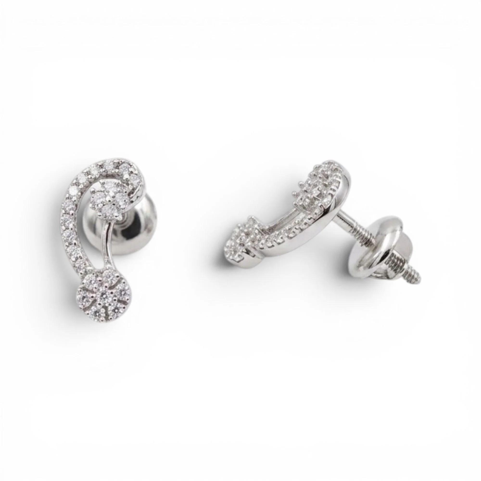Silver Gleaming Crystal Bloom Mangalsutra Earrings Set - Image 4