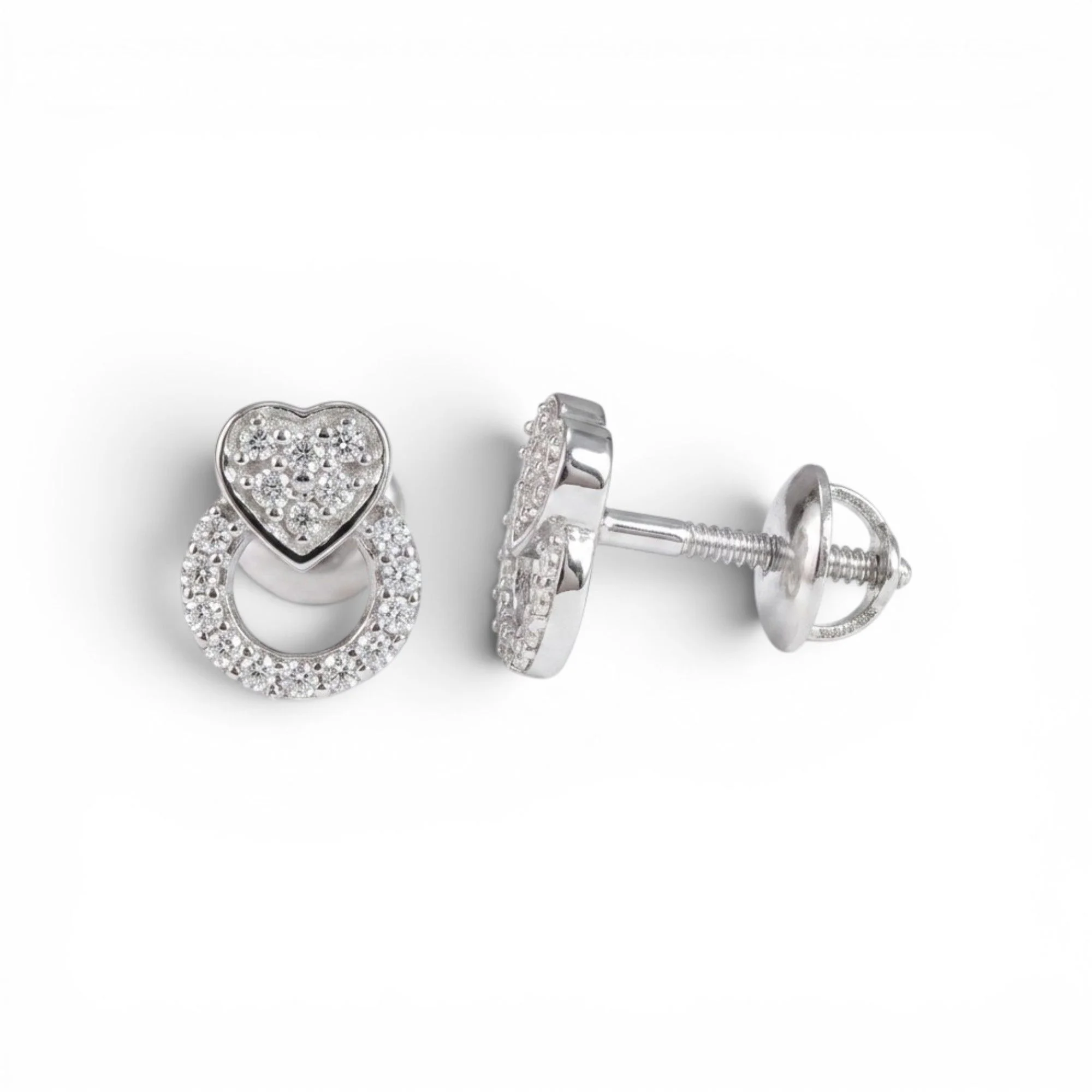 Silver Gleaming Love Motif Mangalsutra Earrings Set - Image 4