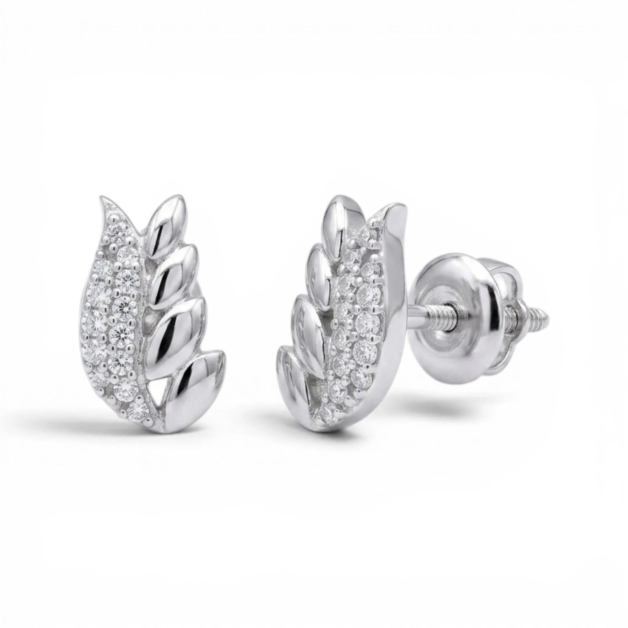 Silver Radiant Leaf Motif Mangalsutra Earrings Set - Image 4