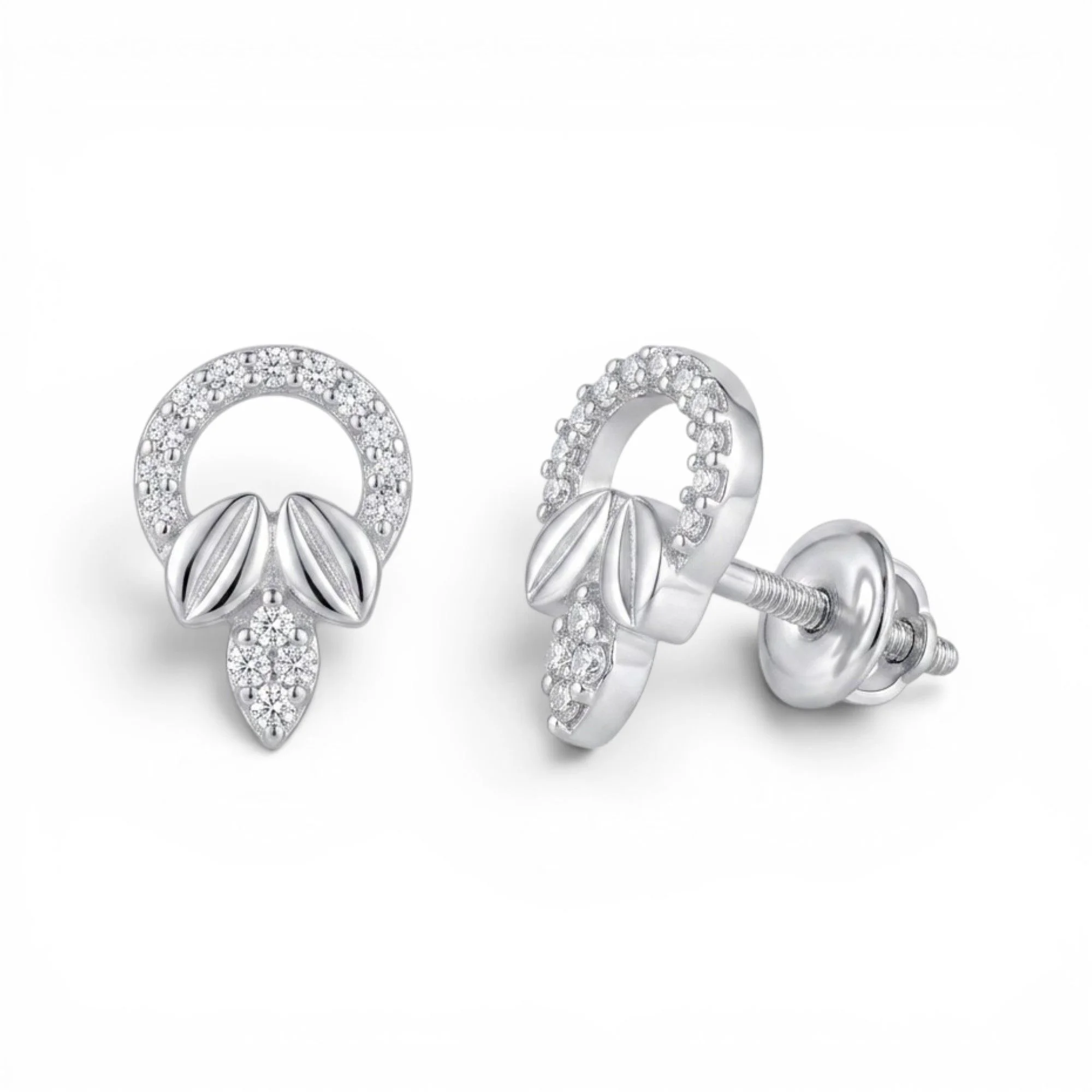 Silver Sparkling Nature Charm Mangalsutra Earrings Set - Image 4