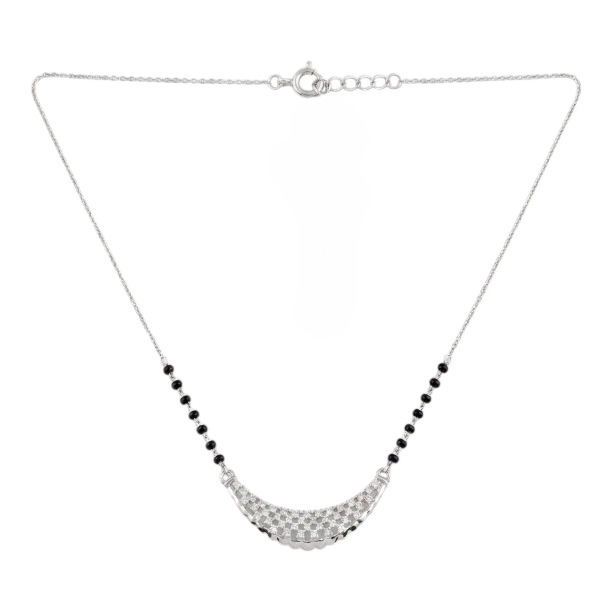 Silver Graceful Sparkle Set Mangalsutra Earrings Set - Image 3