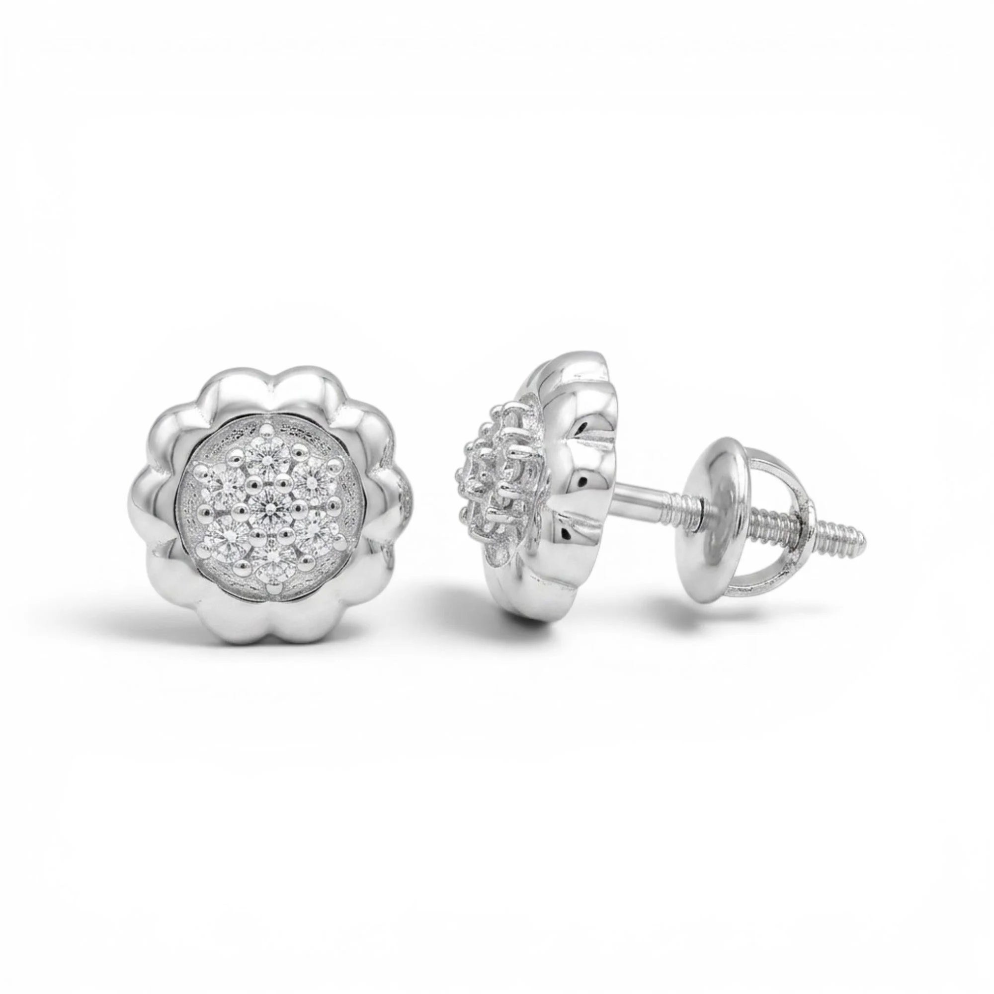 Silver Graceful Sparkle Set Mangalsutra Earrings Set - Image 4