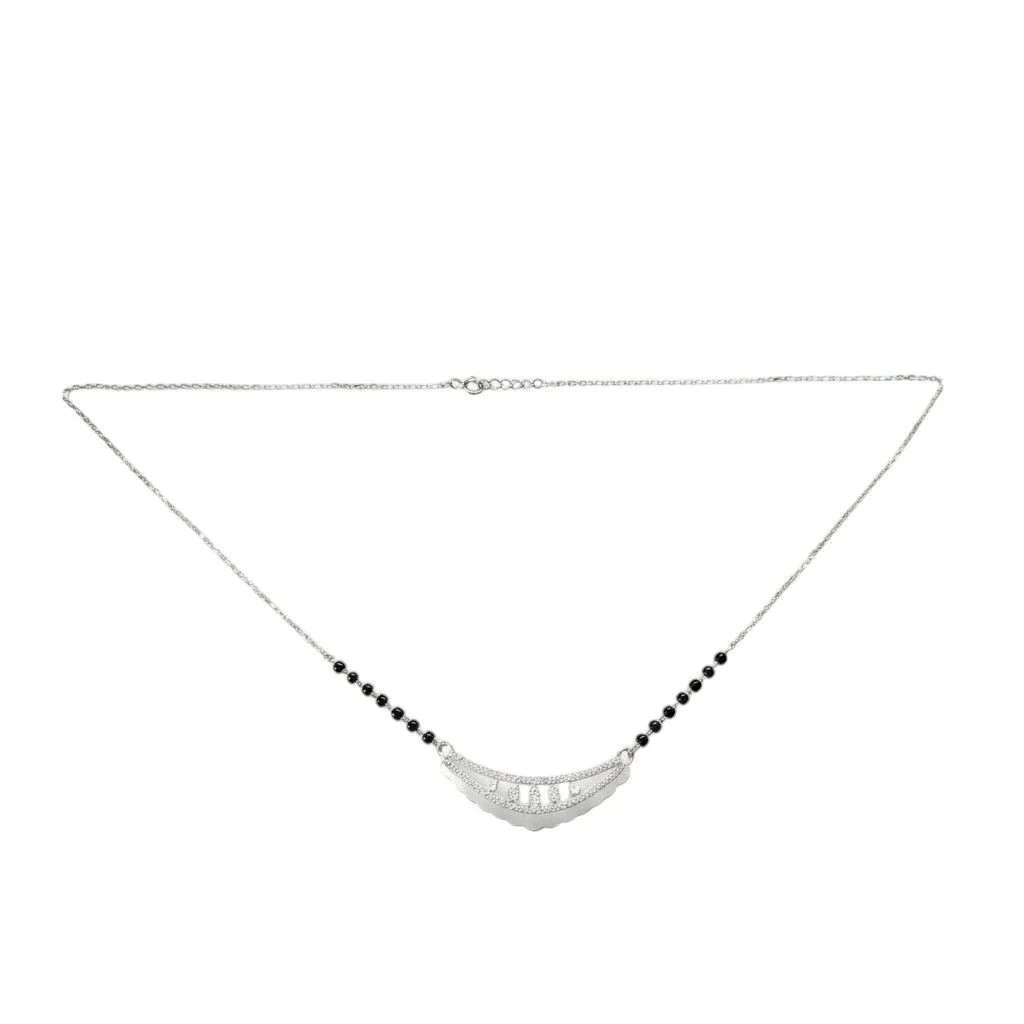 Silver Moonlit Grace Mangalsutra Earrings Set - Image 3