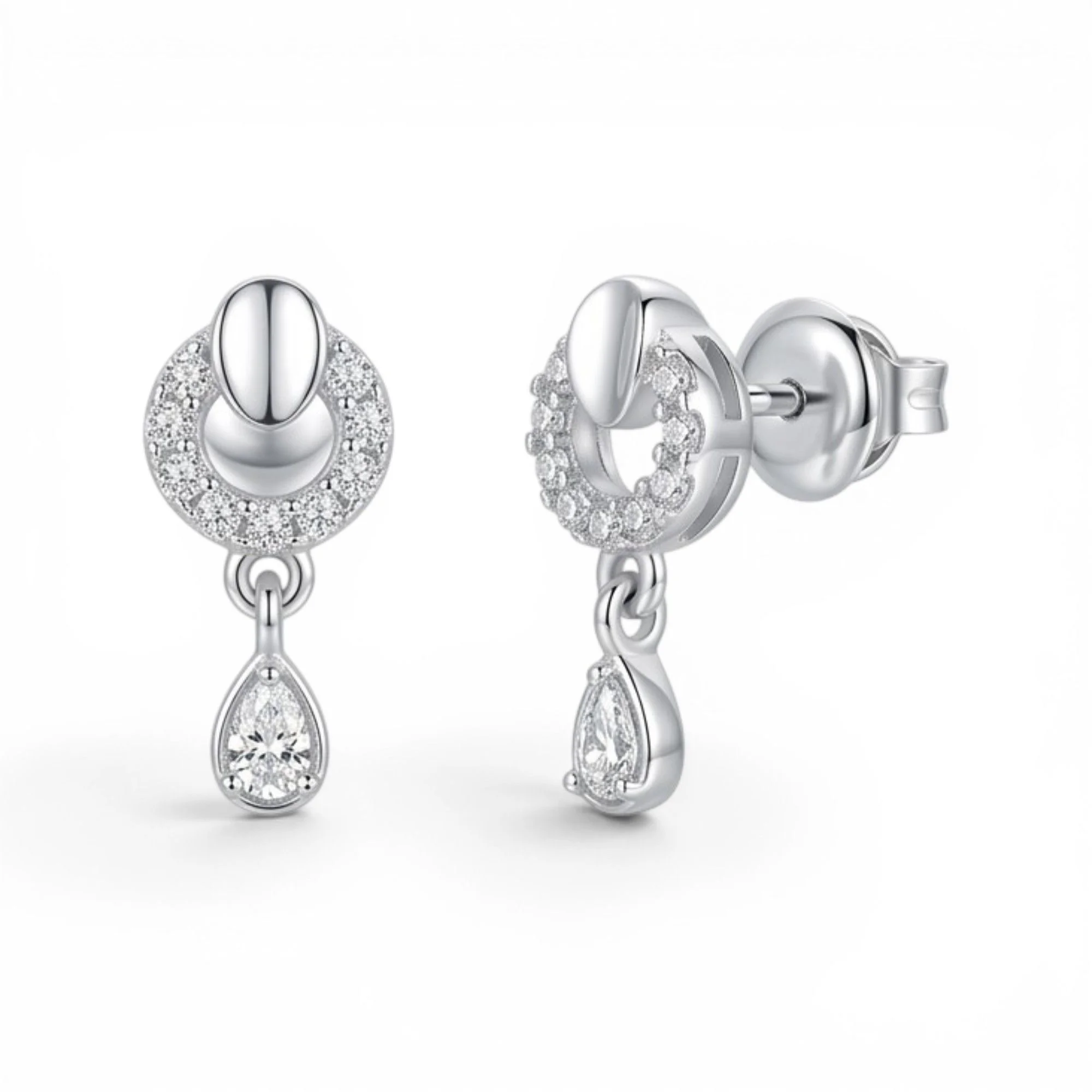 Silver Teardrop Charm Mangalsutra Earrings Set - Image 4