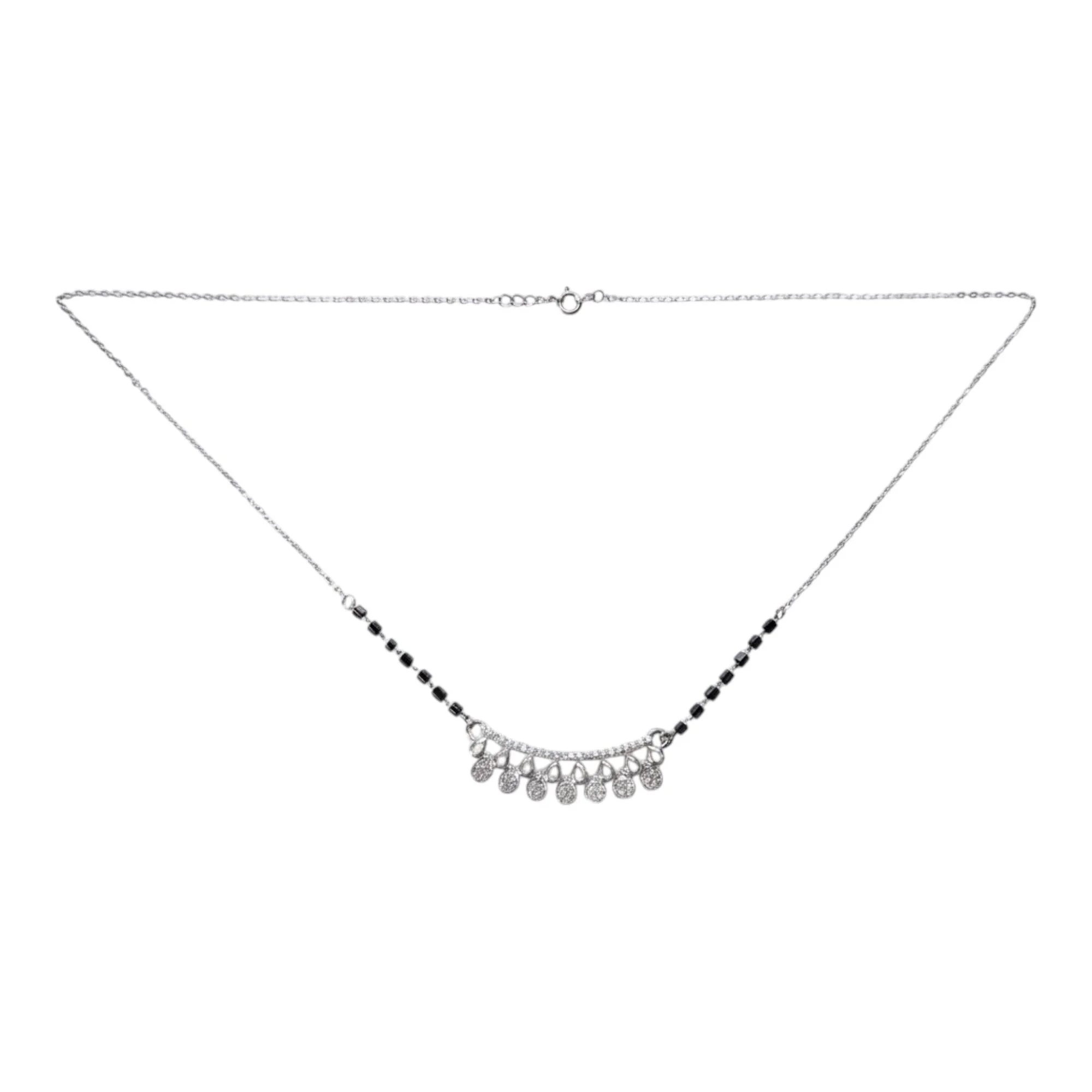 Silver Dewdrop Grace Mangalsutra Earrings Set - Image 3