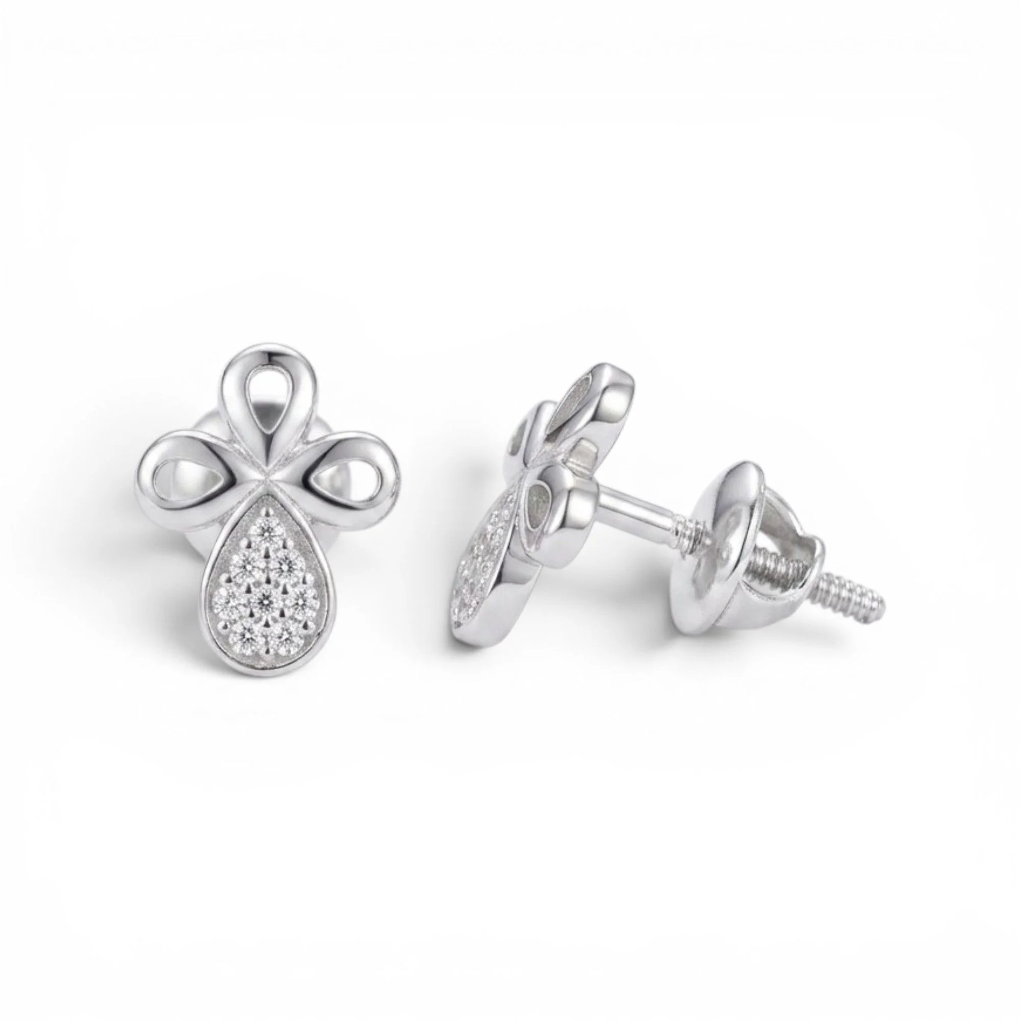 Silver Dewdrop Grace Mangalsutra Earrings Set - Image 4