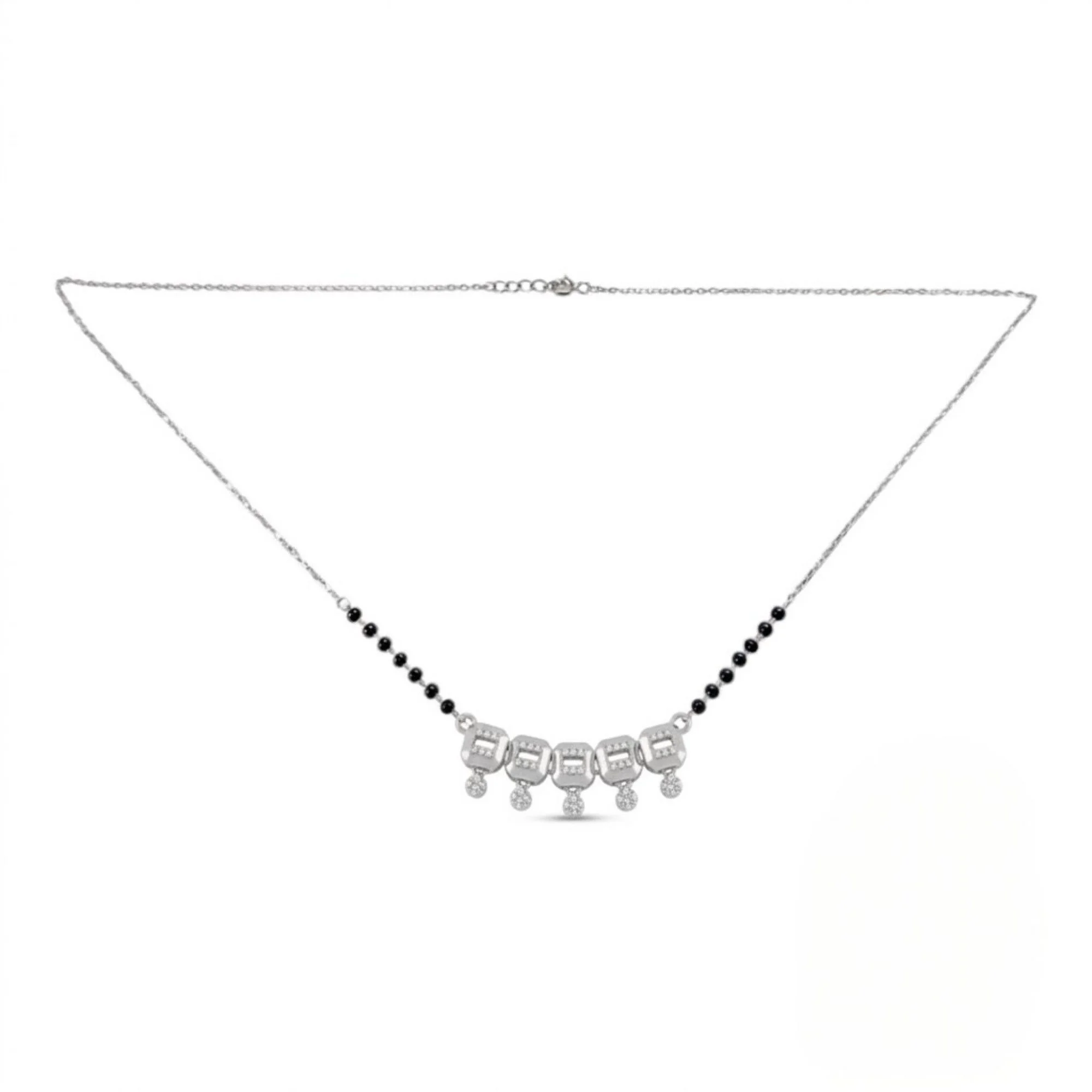 Silver Modish Link Set Mangalsutra Earrings Set - Image 3