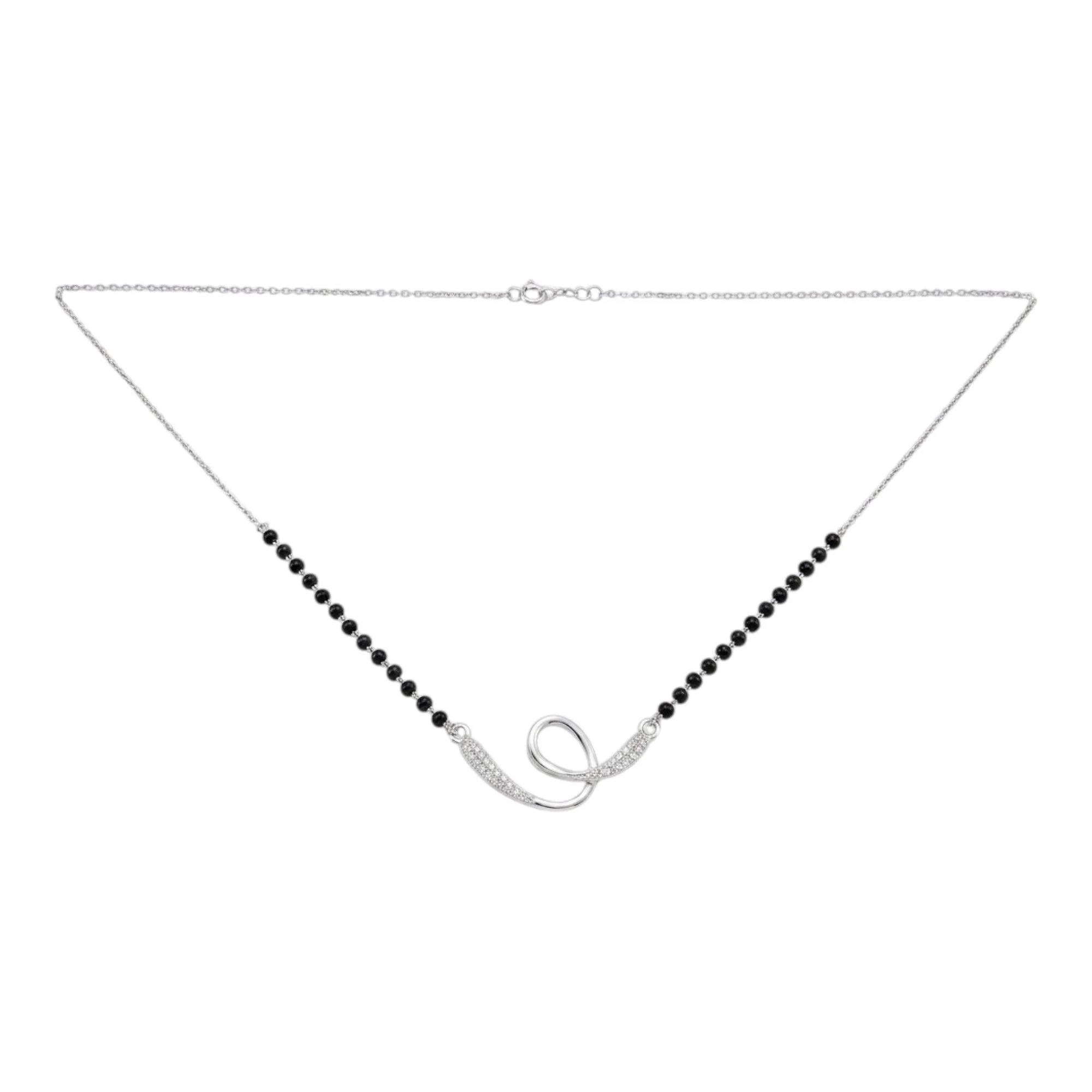 Silver Infinite Loop Suite Mangalsutra Earrings Set - Image 3