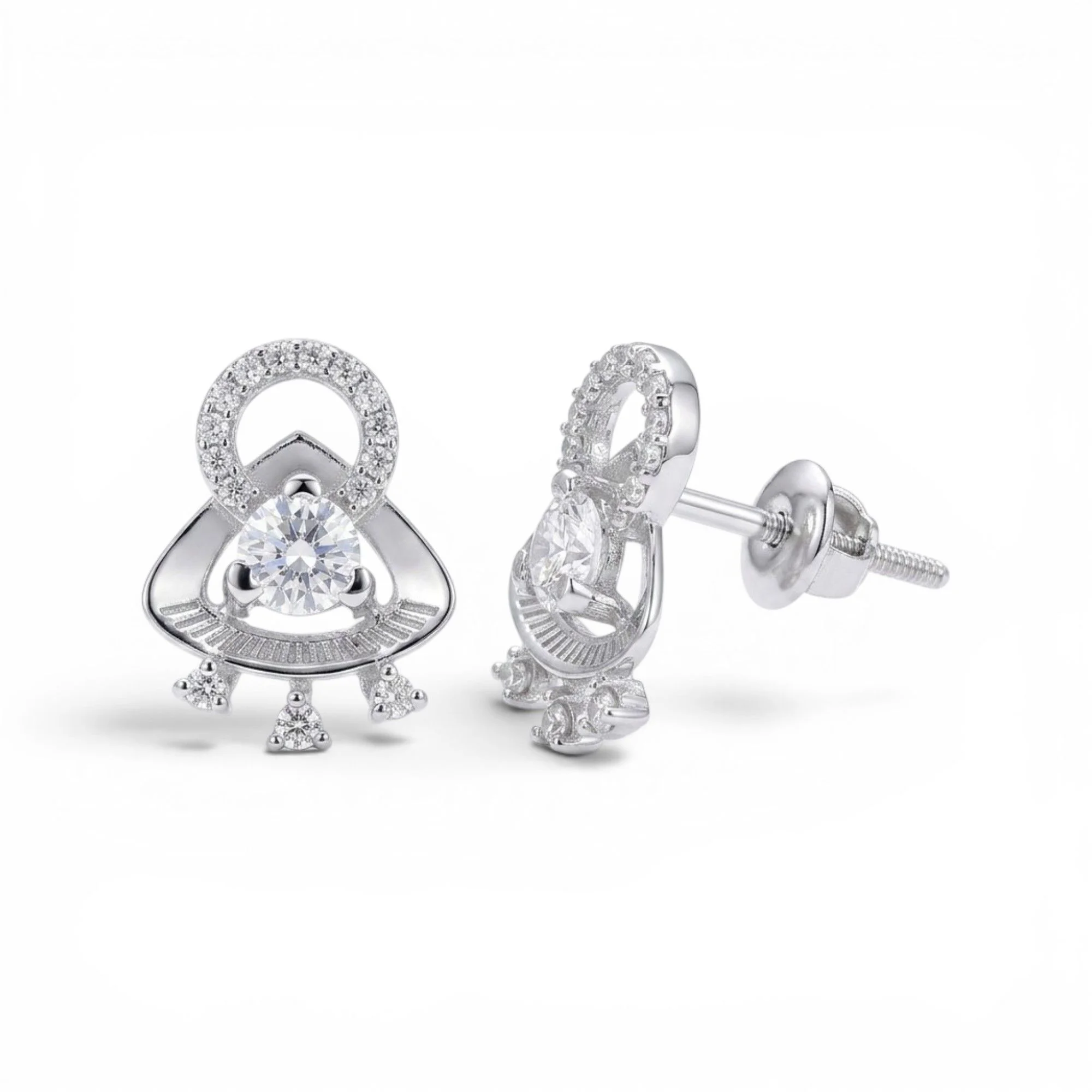Silver Vibrant Flare Set Mangalsutra Earrings Set - Image 4