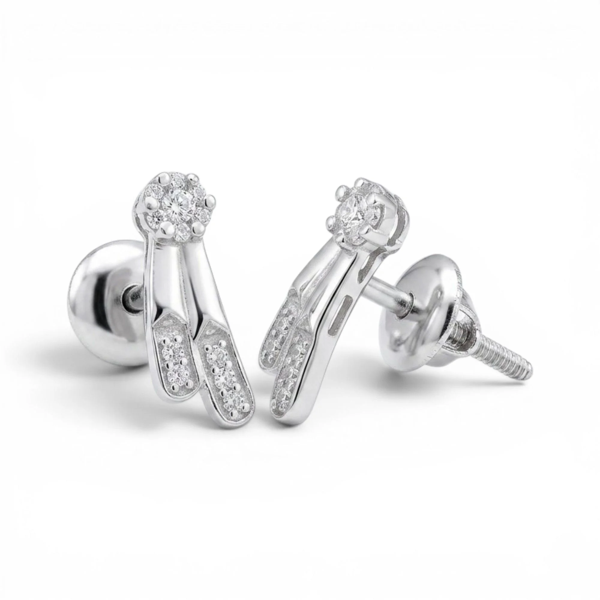 Silver Luminous Tiered Arc Mangalsutra Earrings Set - Image 4