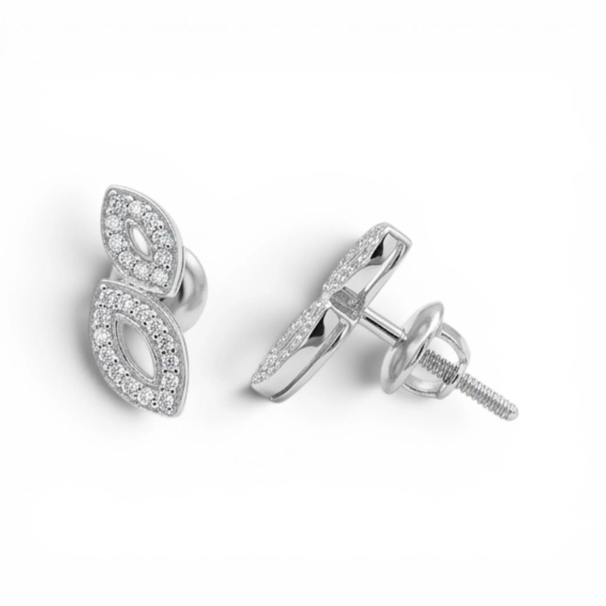 Silver Trio Foliage Set Mangalsutra Earrings Set - Image 4